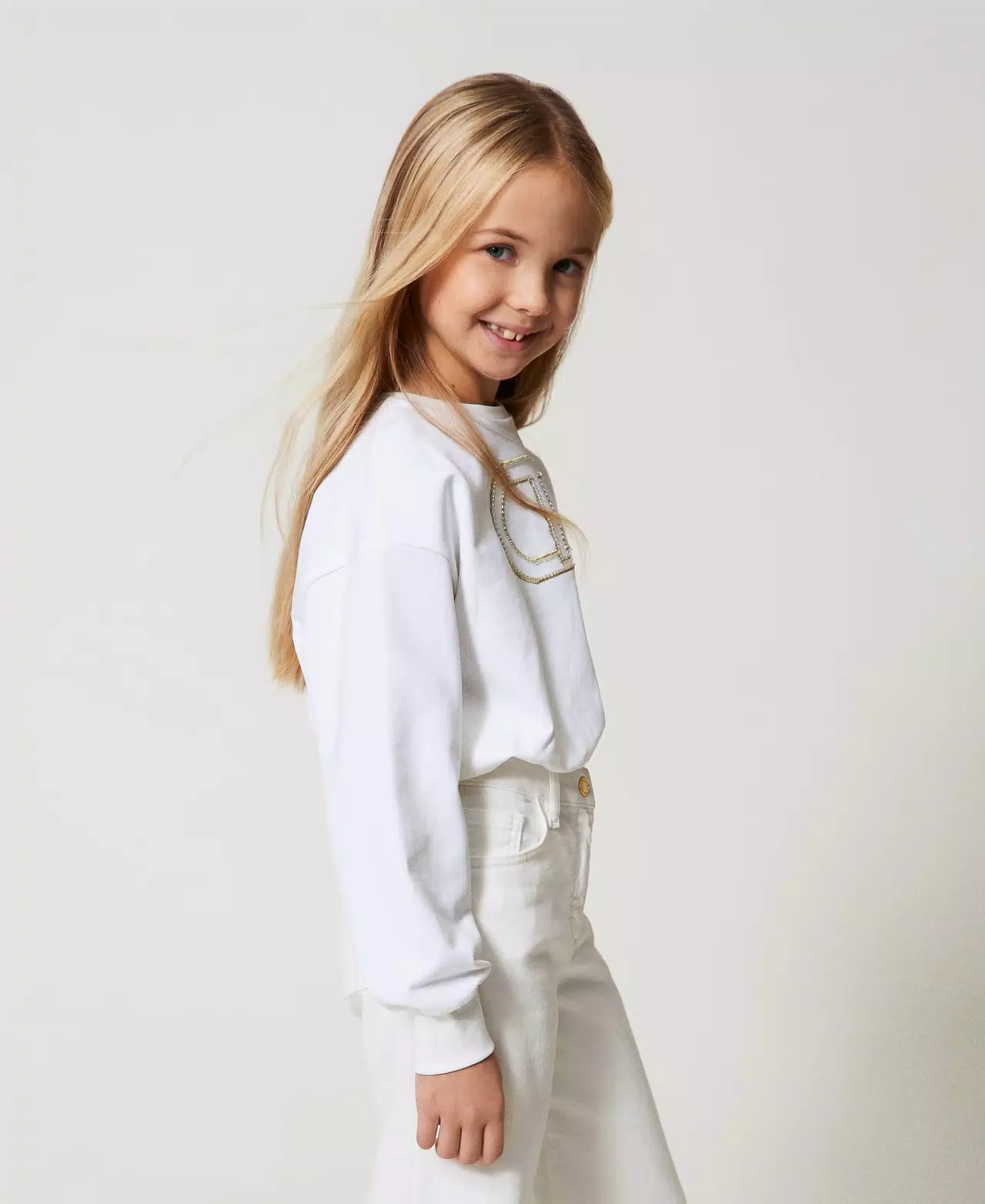 Felpa con ricamo Oval T 251GJ2584 BIANCO TWINSET KIDS