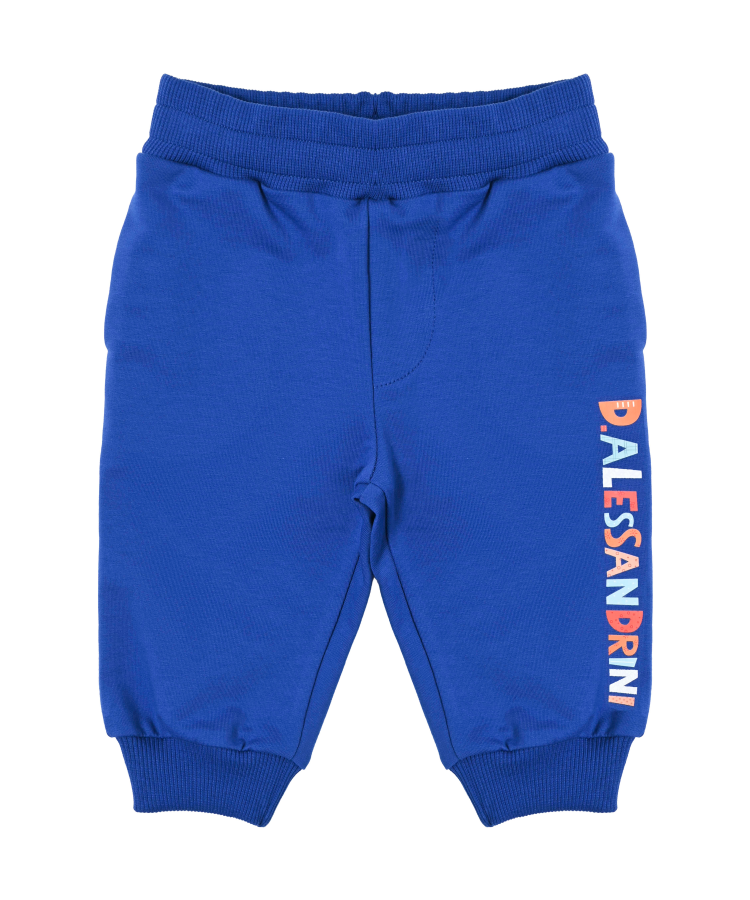 PANTALONE BAMBINO FLEECE CON LOGO COLORATO BOYAL DANIELE ALESSANDRINI PF00102 ROYAL DANIELE ALESSANDRINI