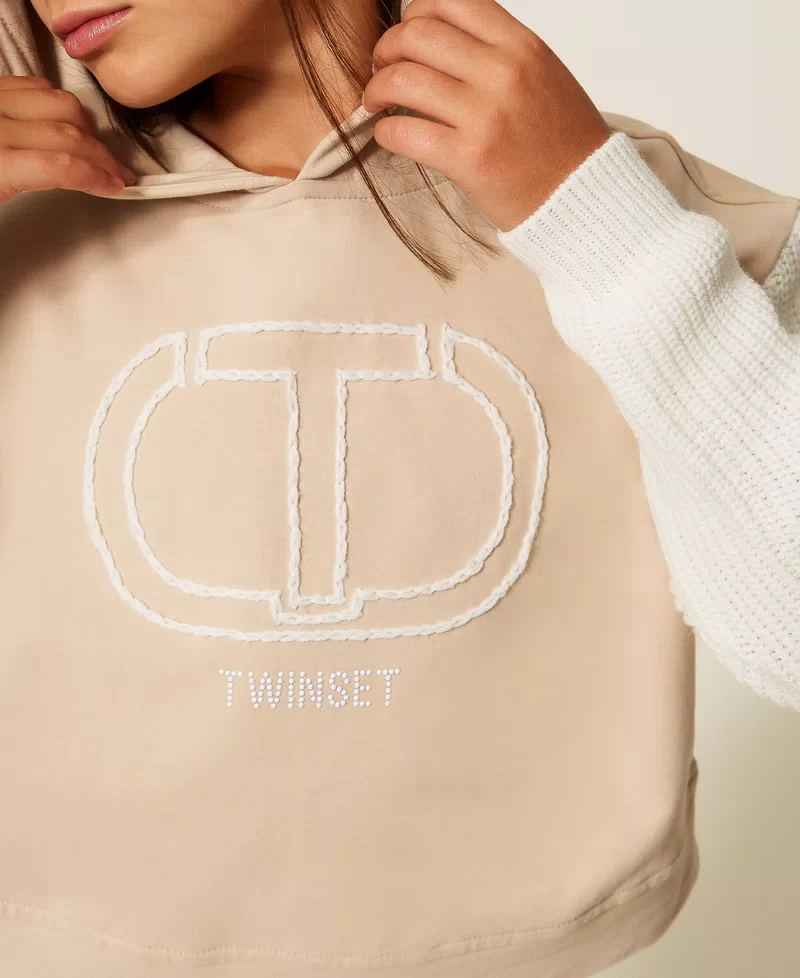 FELPA BAMBINA MANICHE IN LANA TWINSET 252GJ2060 SAND DARK\ MILK TWINSET KIDS