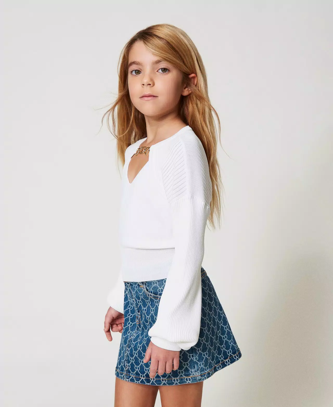 Minigonna in jeans con Oval T all over 251GJ2511 DENIM TWINSET KIDS