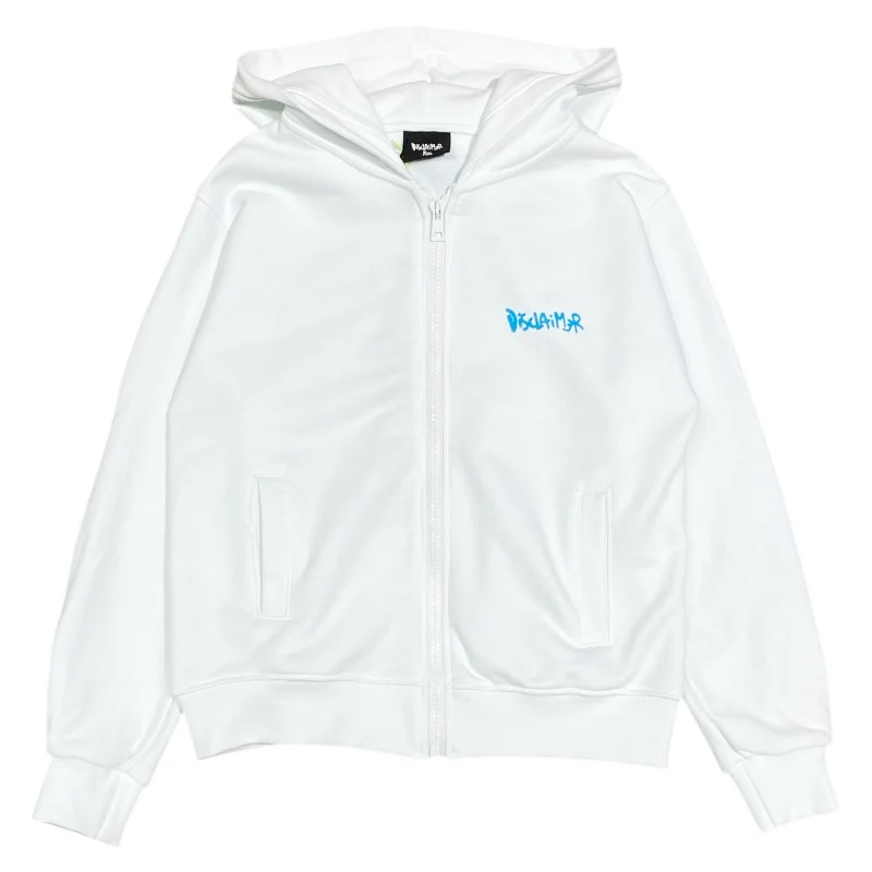 Disclaimer kids felpa zip bianca logo azzurro 58409 58409 BIANCO-AZZURRO DISCLAIMER