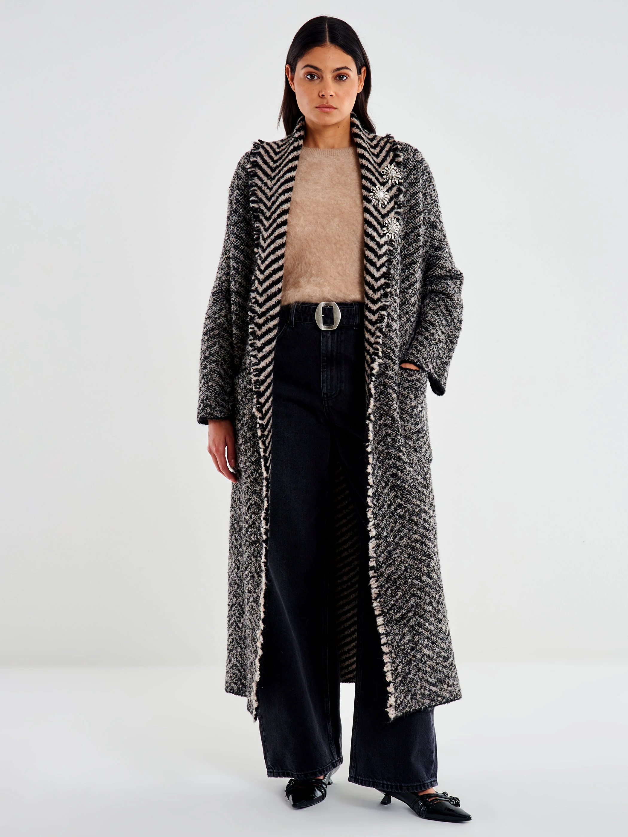 cappotto donna in maglia con spille sale e pepe vicolo 55001F SALE E PEPE VICOLO