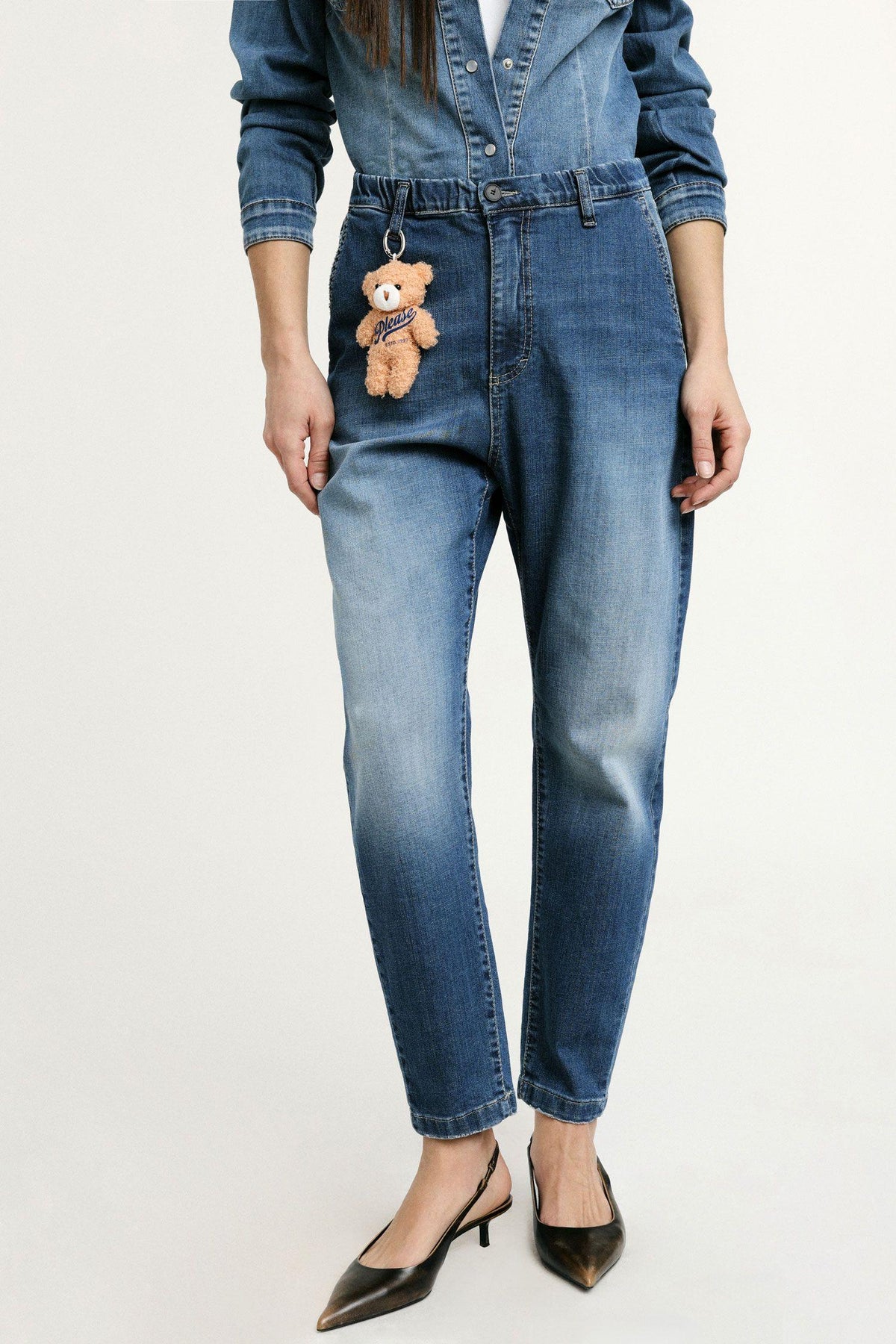 jeans donna baggy fit con vita alta denim please P3KYBQ2W9I BLU DENIM PLEASE