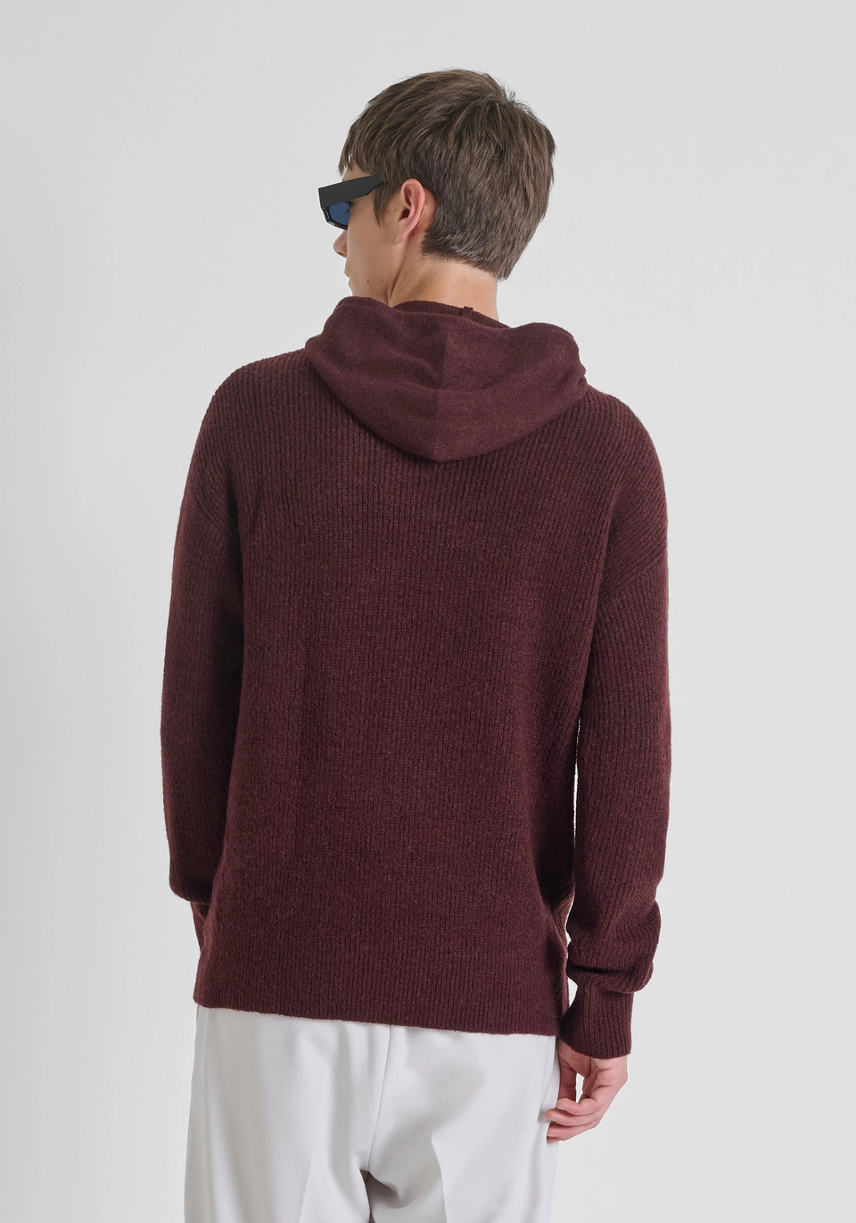 MAGLIONE CON CAPPUCCIO UOMO REGULAR FIT IN LANA MOHAIR CILIEGIA SCURO ANTONY MORATO MMSW01554-YA50071 CILIEGIA SCURA ANTONY MORATO