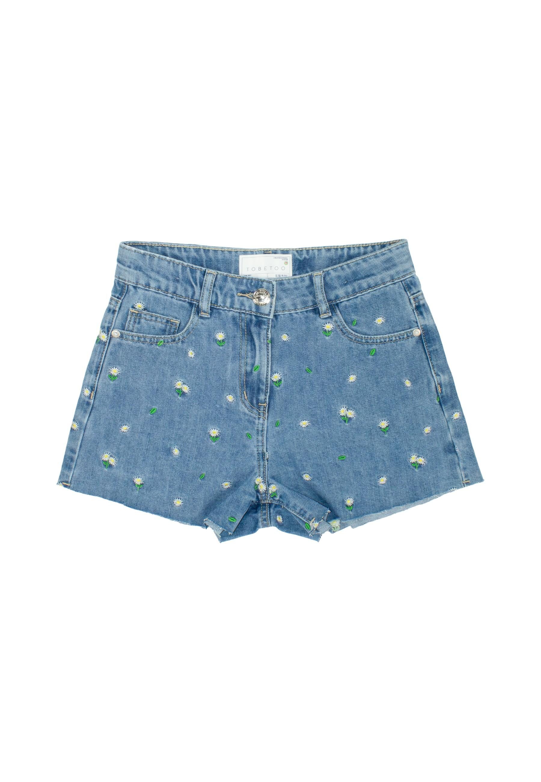 shorts BAMBINA in denim CON RICAMI ALL OVER TO BE TOO TB1582P JEANS TO BE TOO