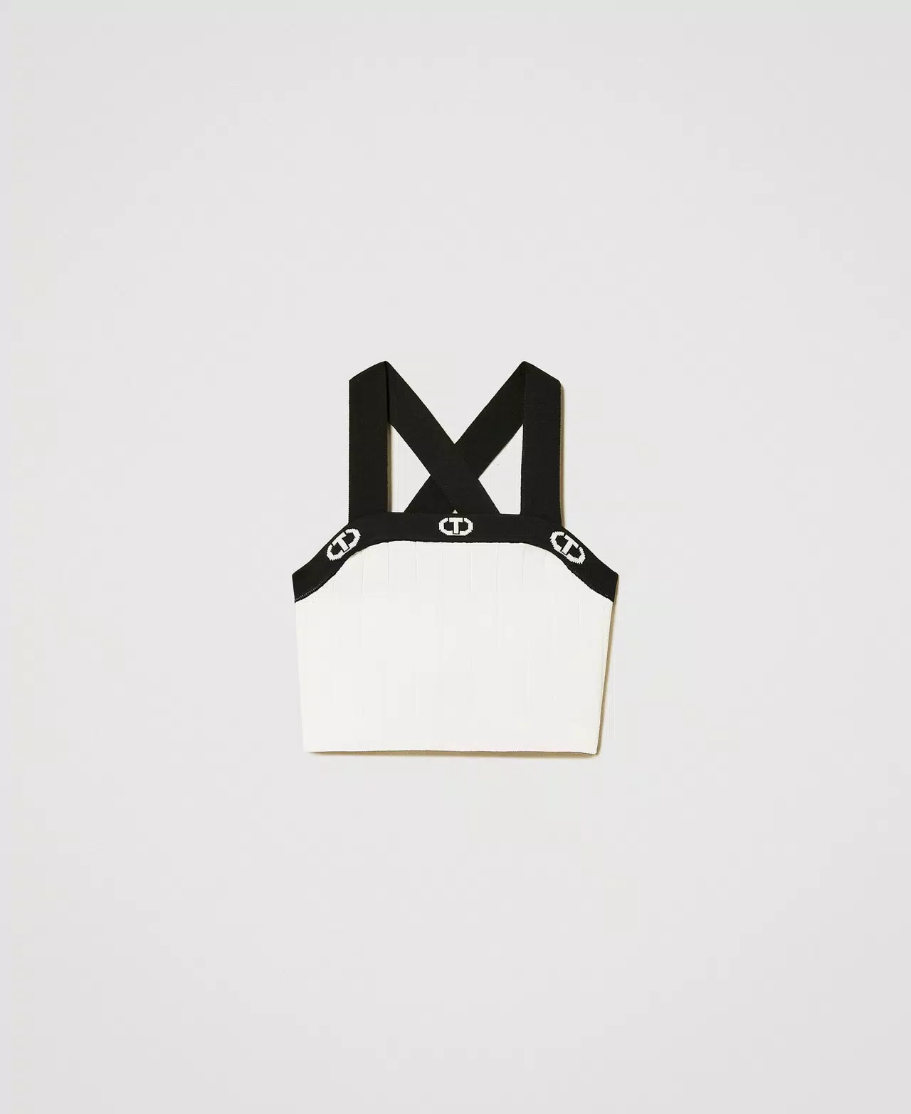 Top in maglia a coste 251GJ3QW2 BIANCO-NERO TWINSET KIDS