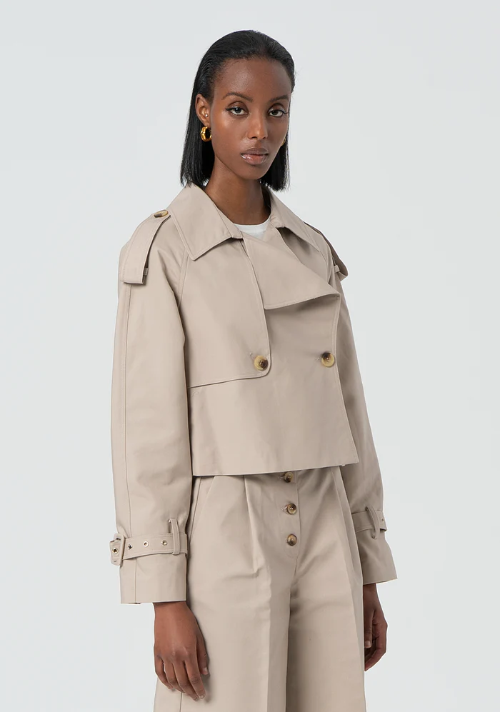 Trench cropped in cotone FR25SC7001W76401 MUD FRACOMINA