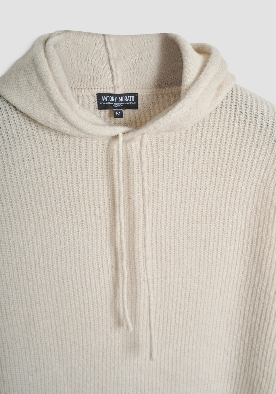 MAGLIONE CON CAPPUCCIO UOMO REGULAR FIT IN LANA MOHAIR GESSO ANTONY MORATO MMSW01554-YA50071 GESSO ANTONY MORATO