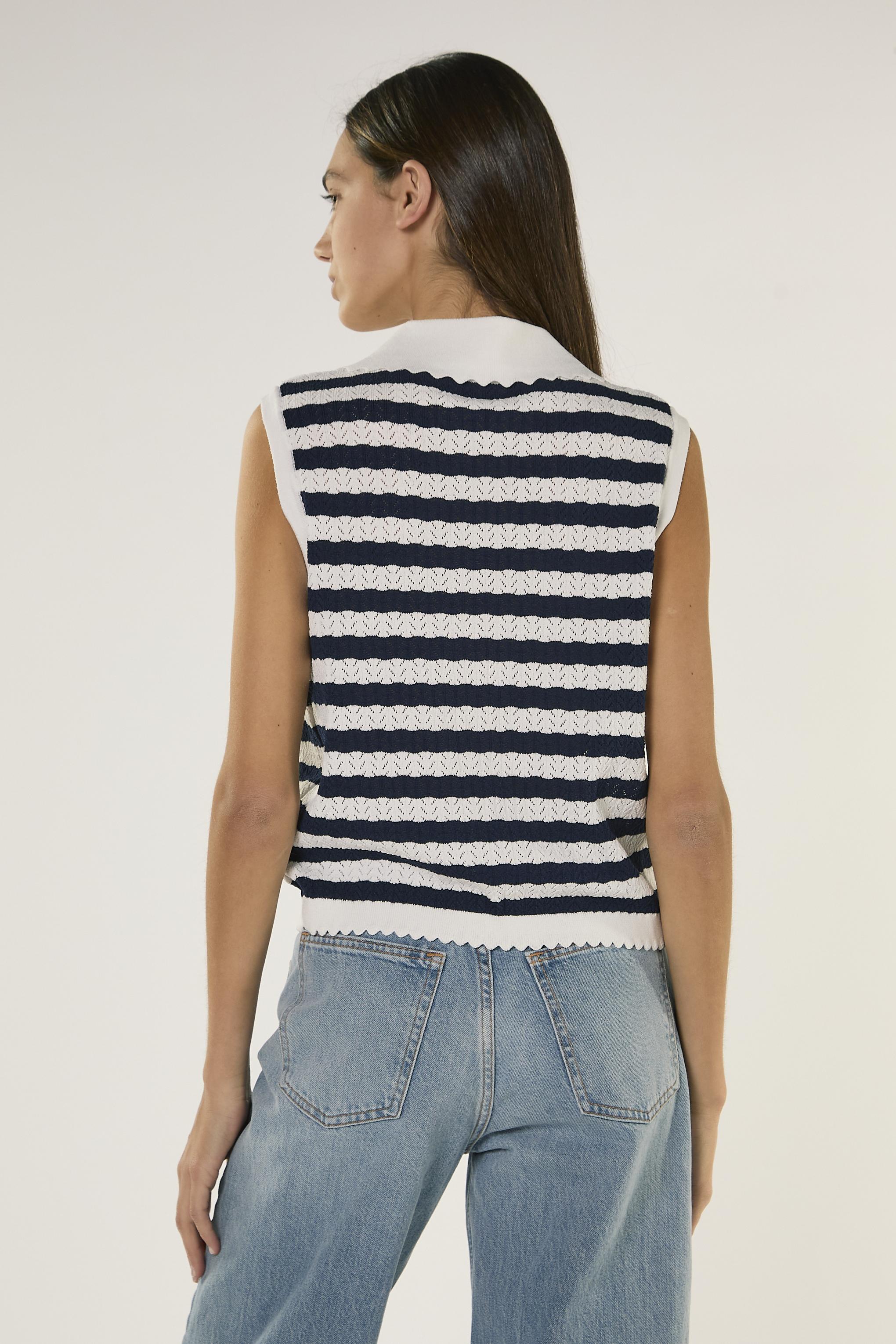 CANOTTA DONNA CON COLLETTO E STRINGHE BIANCO-BLU GLAMOROUS AN5586 NAVY/BIANCO GLAMOROUS