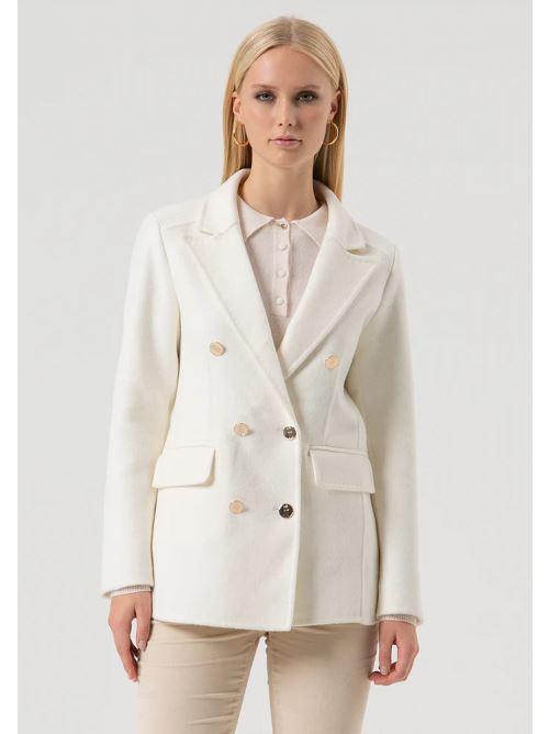 CAPPOTTO DONNA CORTO DOPPIOPETTO IN LANA VANIGLIA FRACOMINA FR25WJ3005W80401 VANILLA FRACOMINA