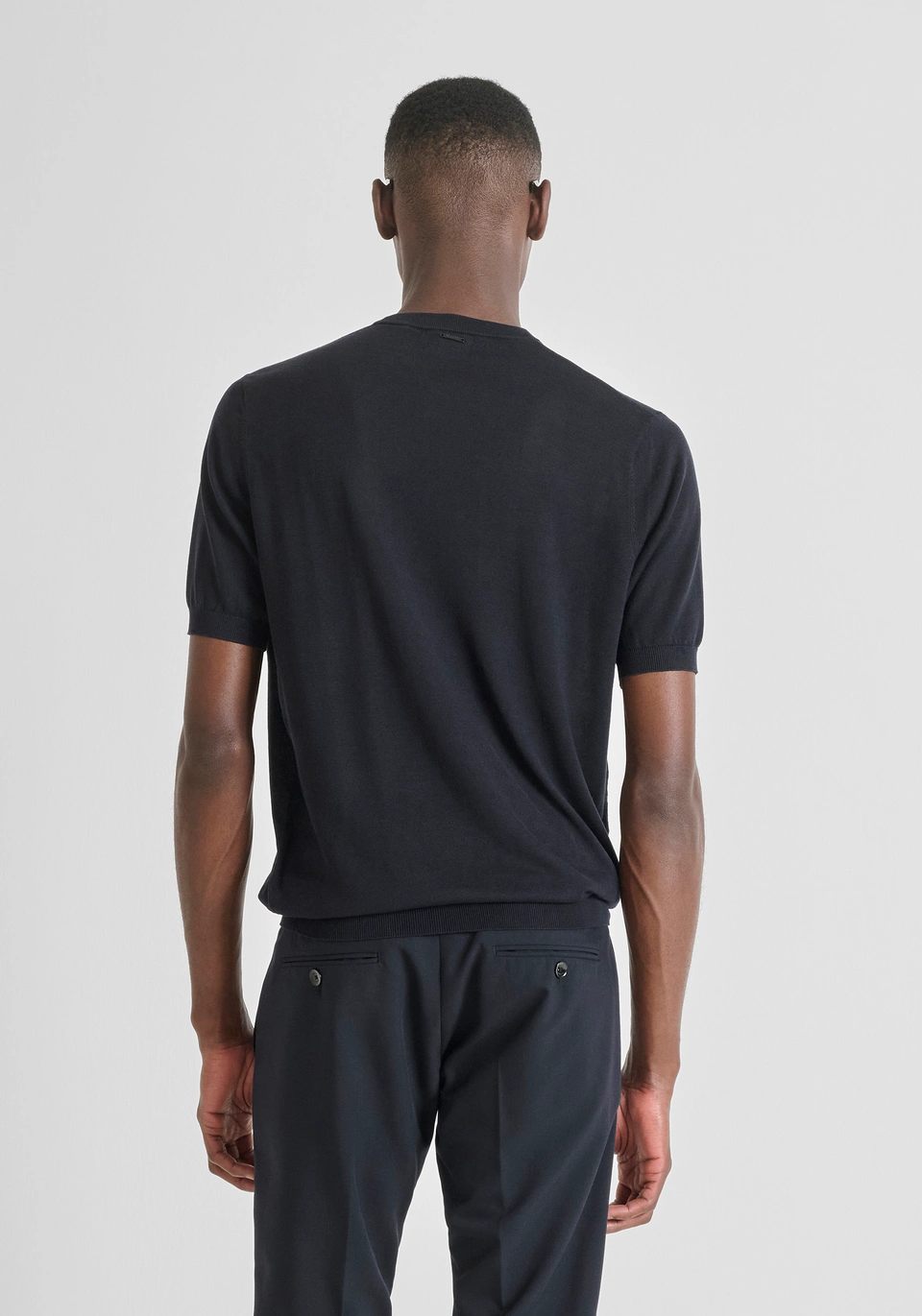 T-SHIRT UOMO REGULAR FITI IN LANA BLU INTENSO ANTONY MORATO MMSW01538-YA400145 BLU INTENSO ANTONY MORATO