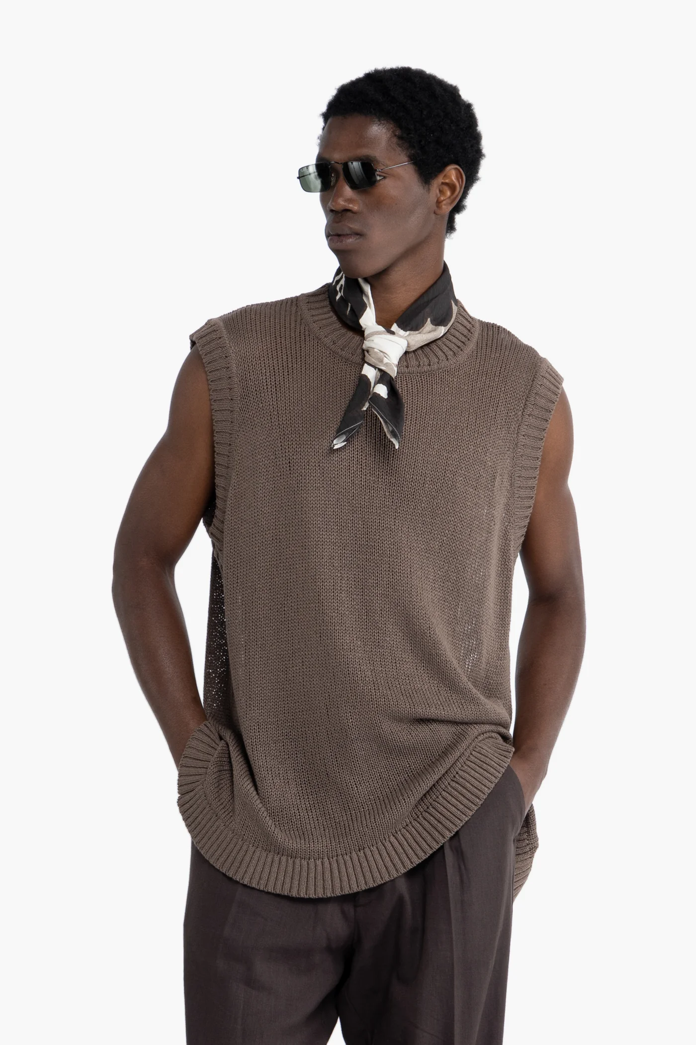 gilet uomo smanicato in maglia moro i'm brian MA3601 MORO I'M BRIAN