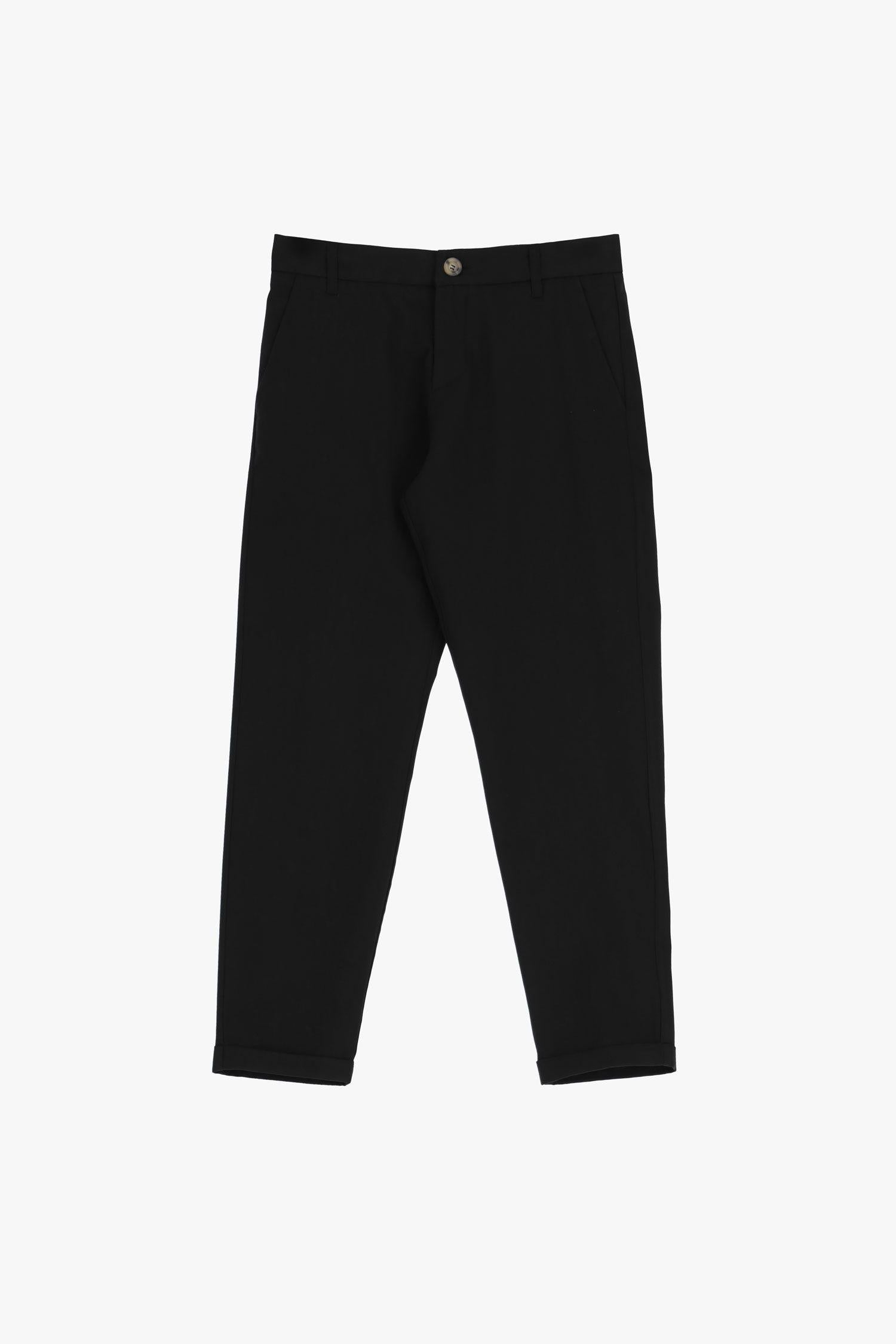 Pantaloni slim-fit con tasche verticali e orlo inferiore risvoltato