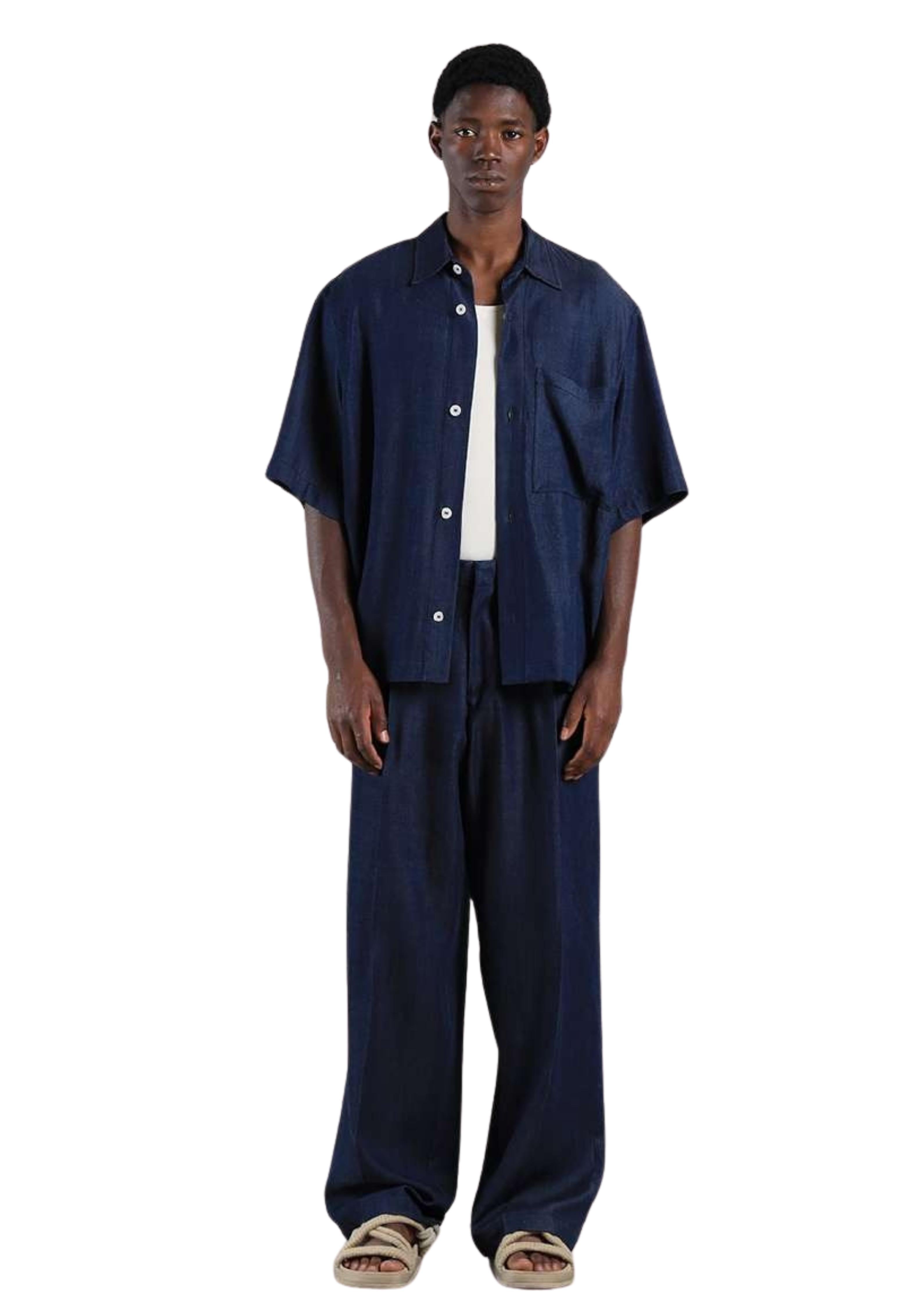 camicia uomo mezza manica effetto denim oversize I'm Brian CA3632 UNICO I'M BRIAN