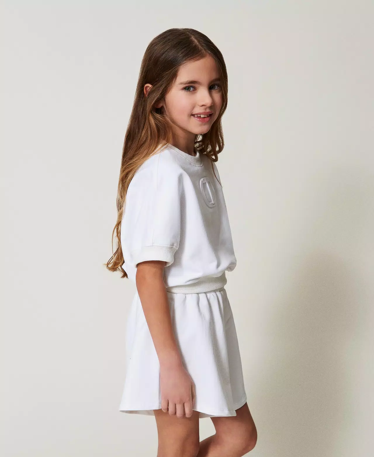 Felpa con Oval T e shorts 251GJ2580 BIANCO TWINSET KIDS