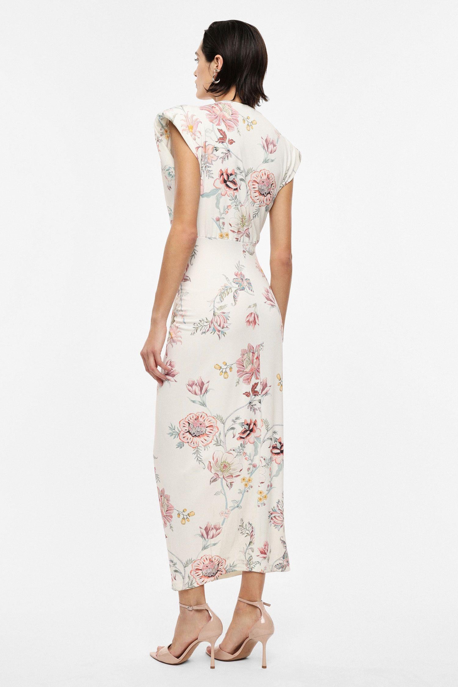 abito donna lungo fantsia floreale con scollo a v imperial AFYOLIP PANNA IMPERIAL