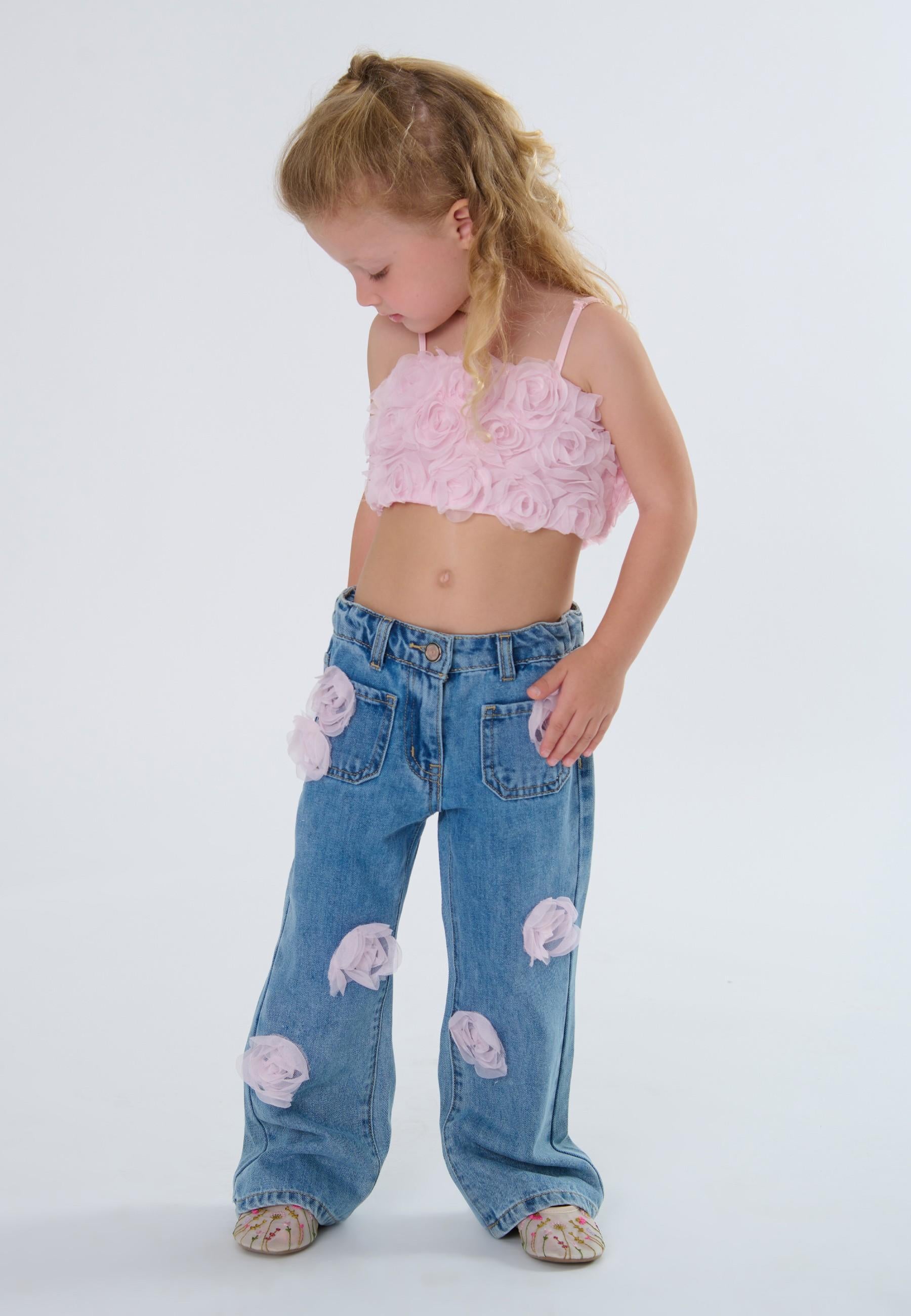 JEANS BAMBINA CON APPLICAZIONI TO BE TOO TB1596P JEANS TO BE TOO