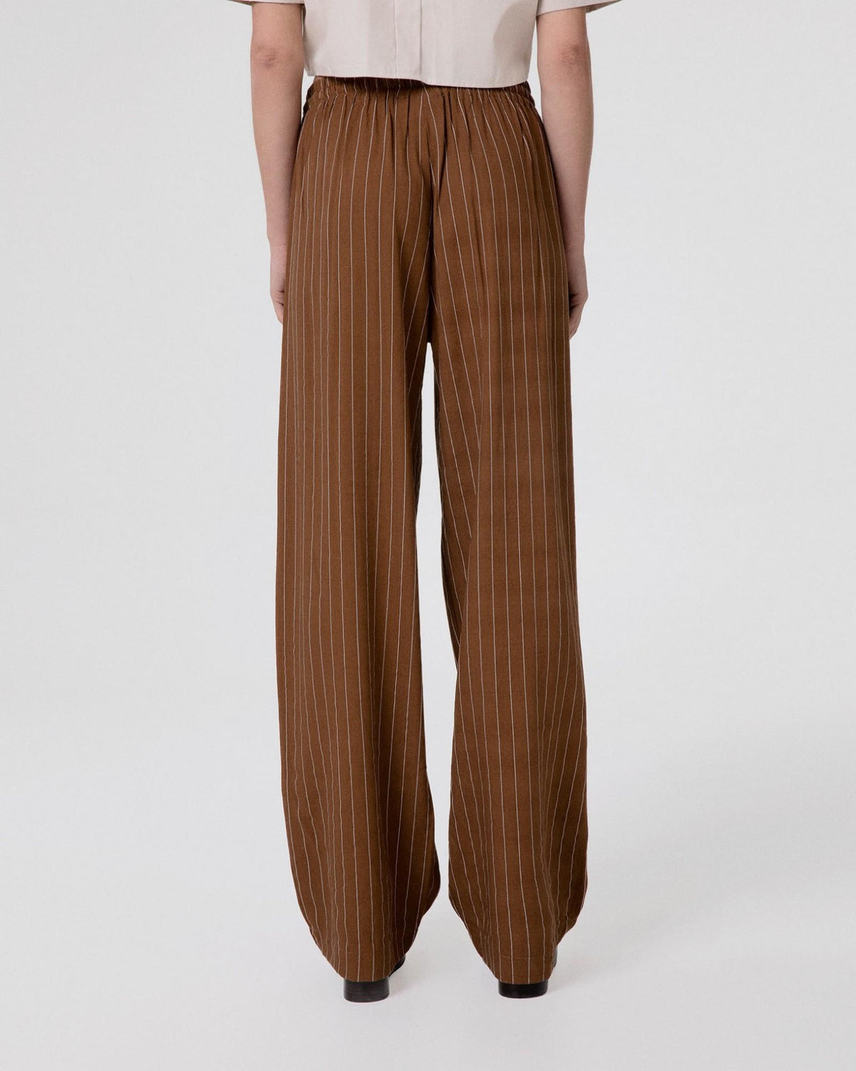 PANTALONE DONNA IN LINO GESSATO OVER CON COULISSE MOKA HINNOMINATE HMABW02656 MOKA HINNOMINATE