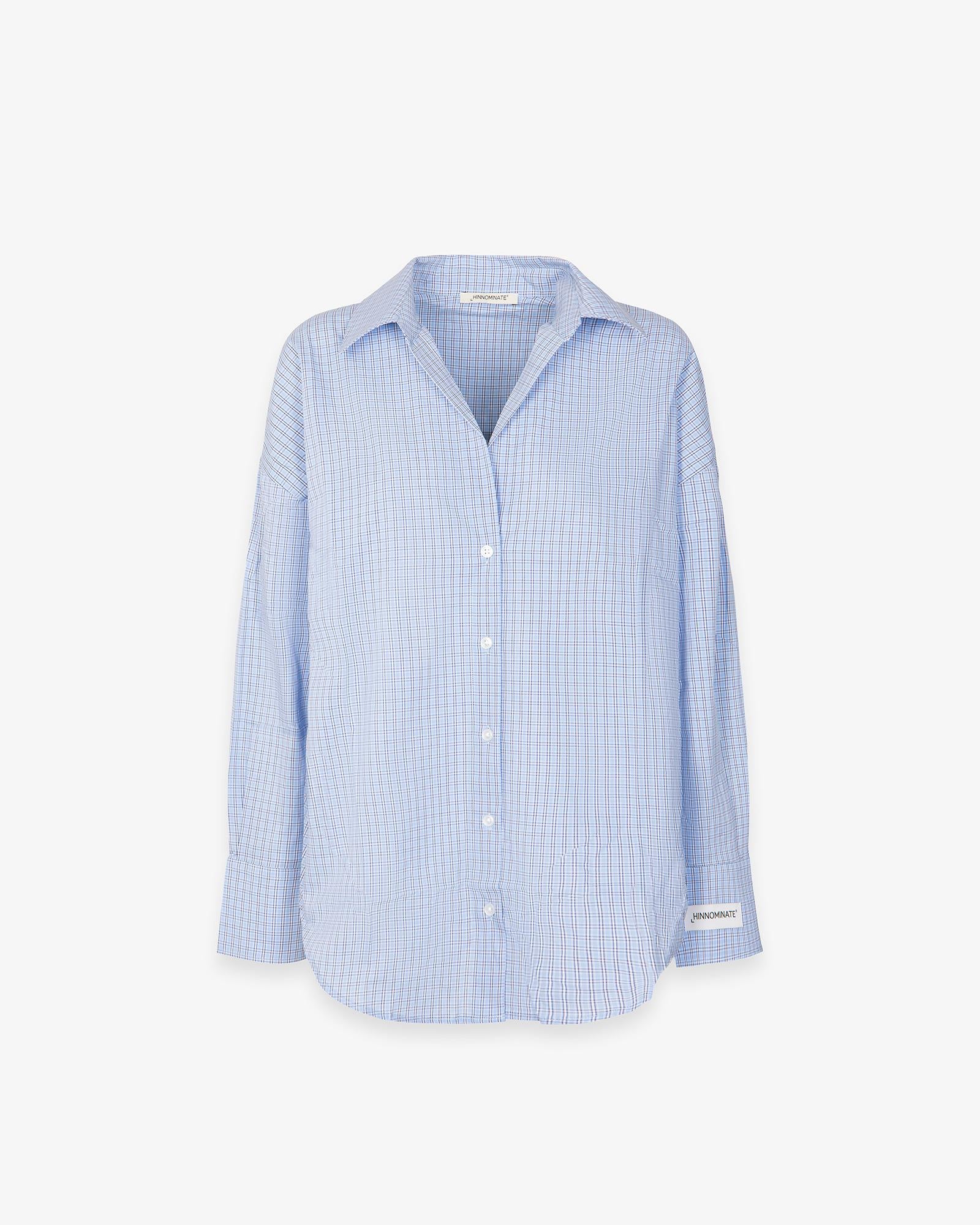 CAMICIA DONNA BASICA A QUADRI IN COTONE BLU HINNOMINATE HMABW02595 BLU HINNOMINATE