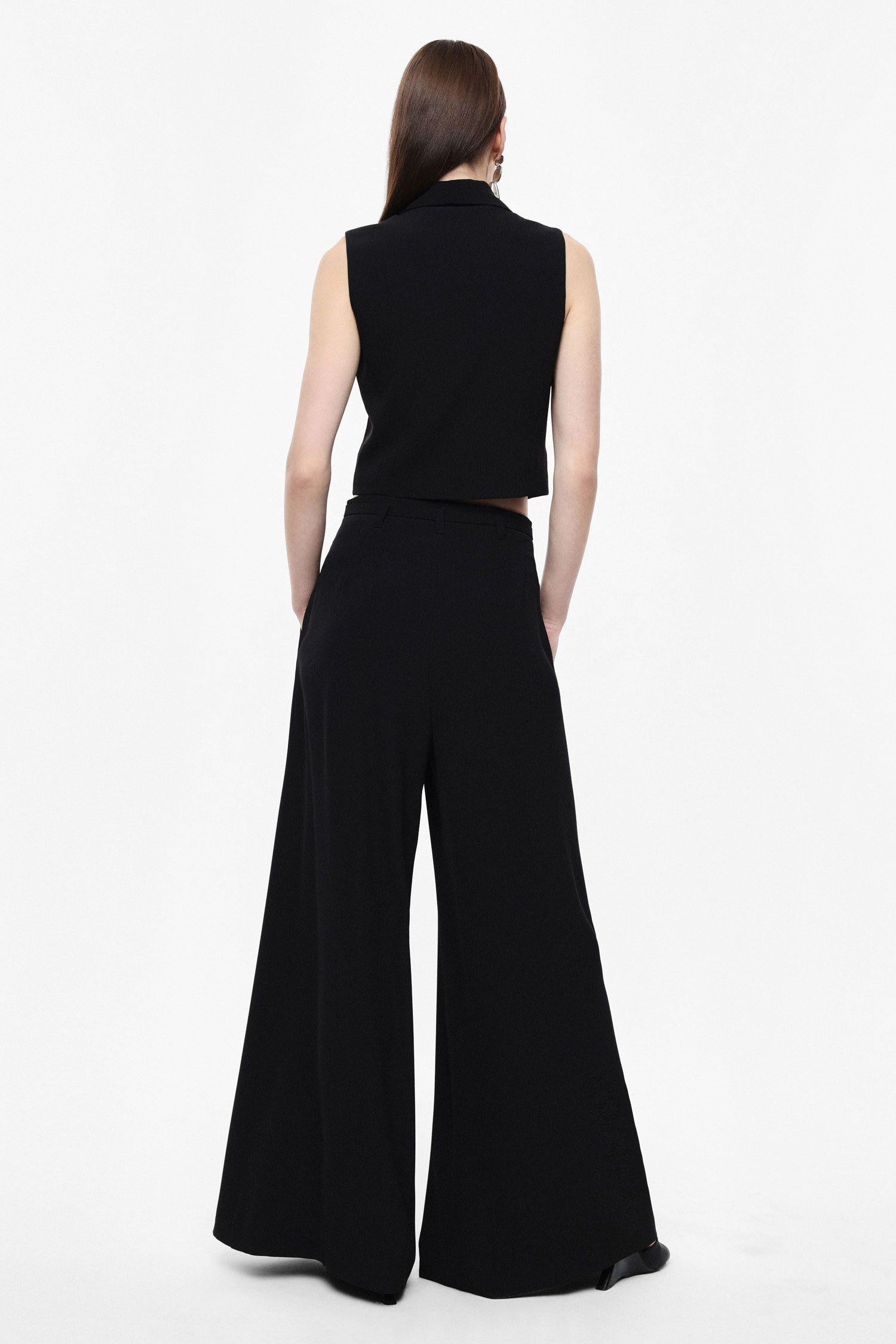 PANTALONE DONNA VITA ALTA AMPIO CON DOPPIA PENCE NERO IMPERIAL P3ZQLHX NERO IMPERIAL