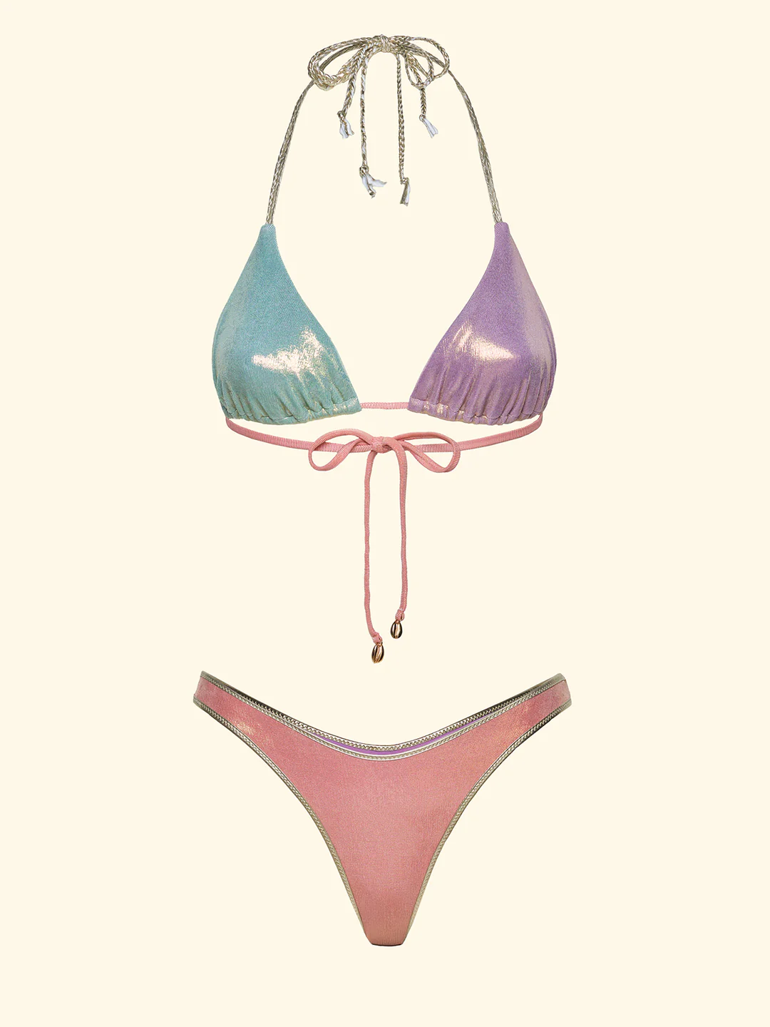 BIKINI DONNA TRIANGOLO CON SLIP AMERICANO FISSO MULTICOLOR F**K FK26-SW0300MC UNICO F**K