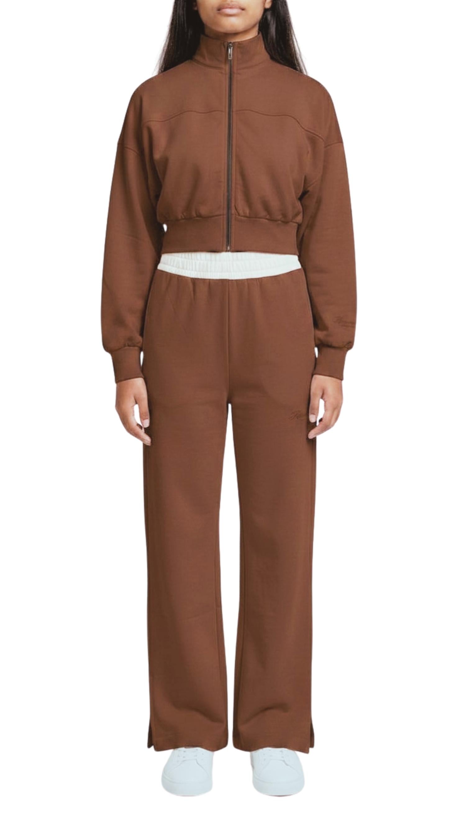 FELPA DONNA CROPPED MODELLO BOMBER CON ZIP MOKA HINNOMINATE HMABW02392 MOKA HINNOMINATE