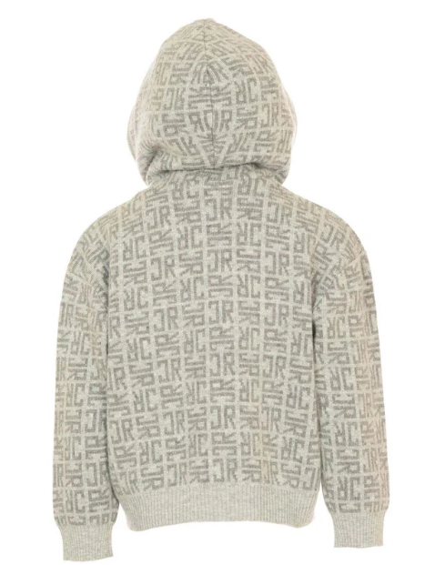 PULL BAMBINO VILLEM CON ZIP E CAPPUCCIO LOGO ALL OVER GREY RICHMOND <BR/> RBA25111MA JR MONOGRAM GREY JOHN RICHMOND JUNIOR