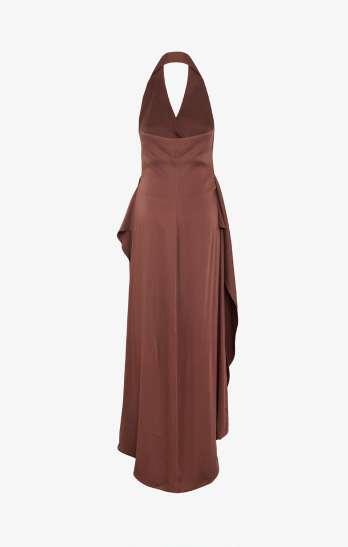 ABITO DONNA MIDI ASIMETTRICO CON NODO CIOCCOLATO SHIKI SK26077 CIOCCOLATO SHIKI