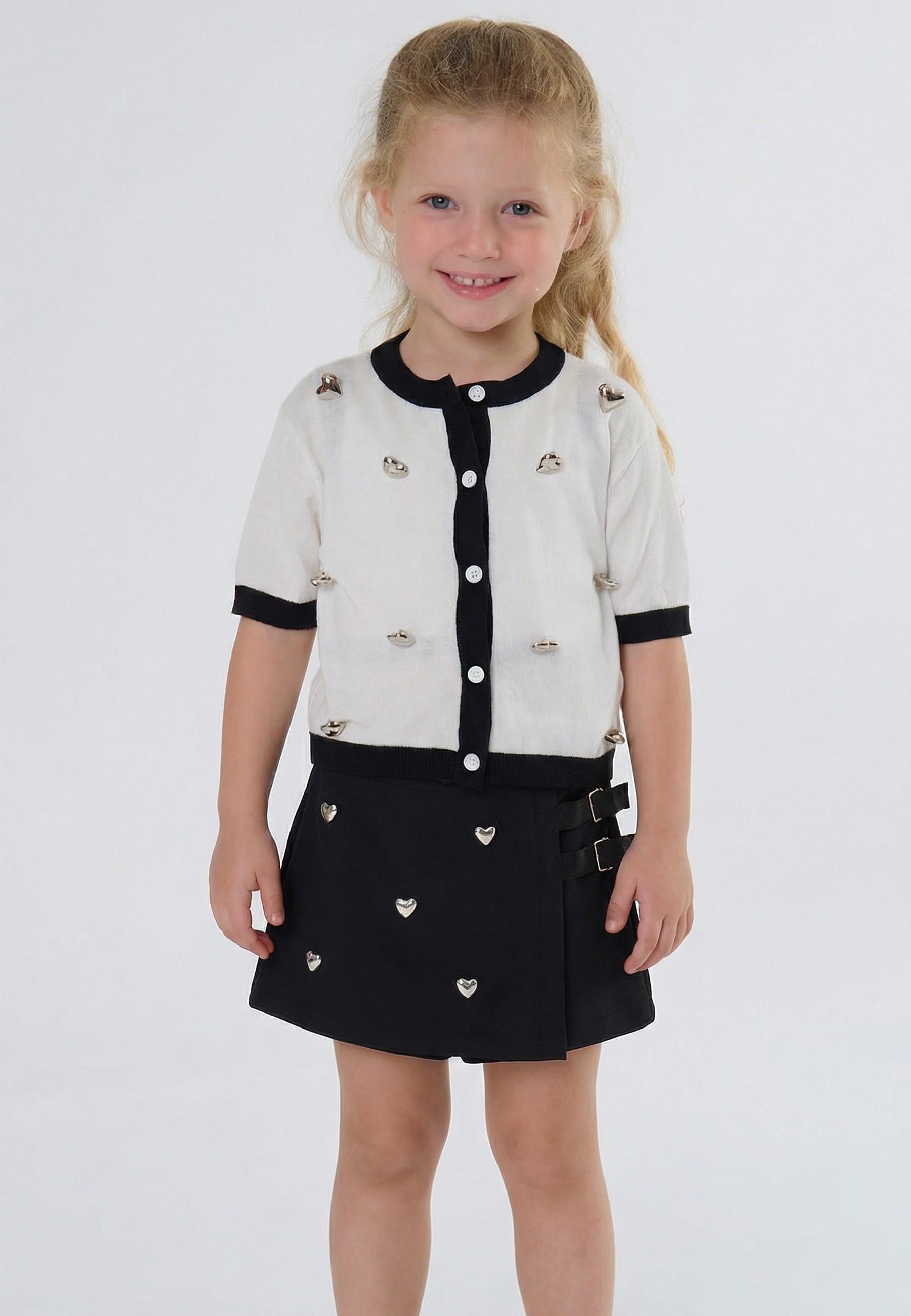 SHORTS BAMBINA A PORTAFOGLIO CON APPLICAZIONI NERO TO BE TOO TB1541P NERO TO BE TOO