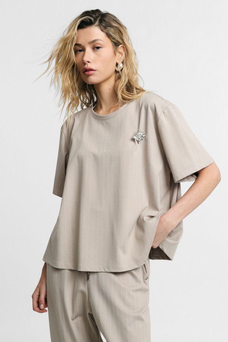T-SHIRT DONNA FIT AMPIO A RIGHE GESSO PLEASE T0V0DZQ000 GESSO PLEASE