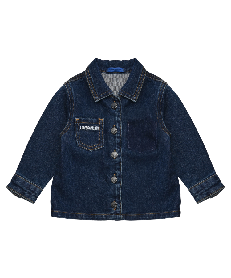 CAMICIA NEONATO IN DENIM DANIELE ALESSANDRINI CD00389 DARK BLU DANIELE ALESSANDRINI