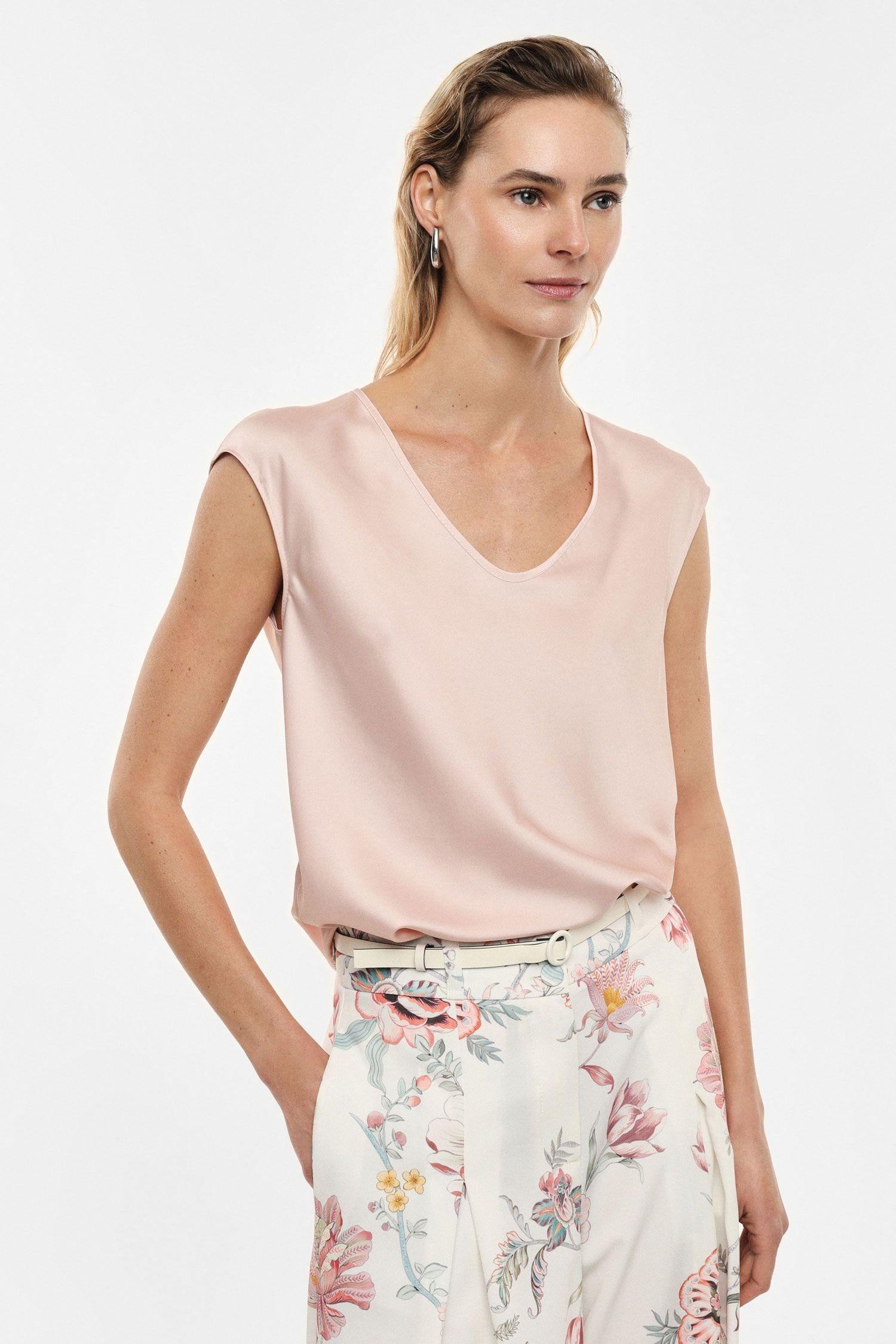 TOP DONNA SCOLLO A U MEZZA MANICA SATIN CIPRIA IMPERIAL REH0LDG CIPRIA IMPERIAL