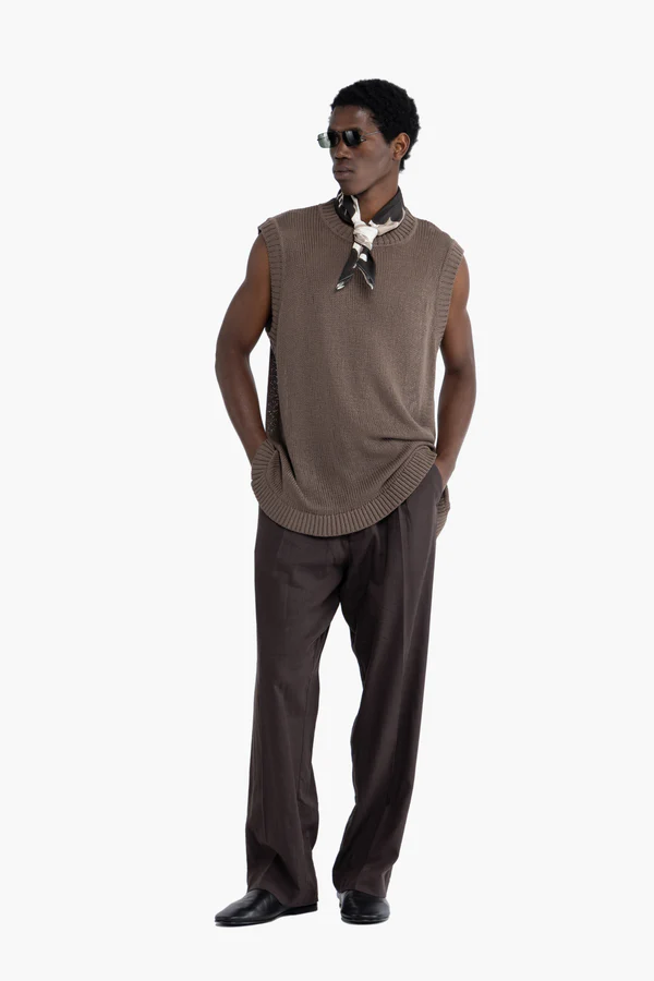 gilet uomo smanicato in maglia moro i'm brian MA3601 MORO I'M BRIAN