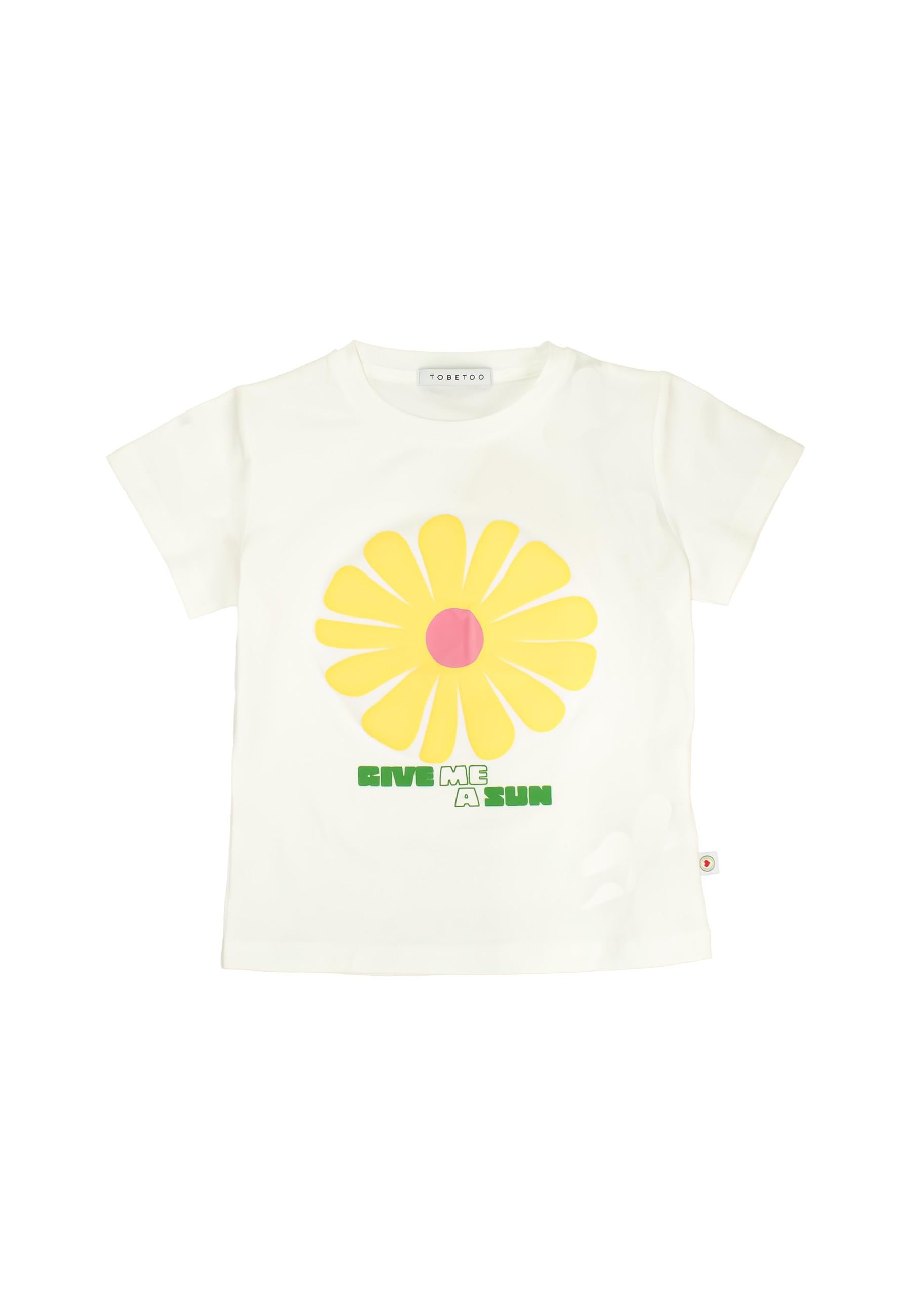t-shirt BAMBINA CON MAXI STAMPA BIANCO TO BE TOO TB1573T LATTE TO BE TOO