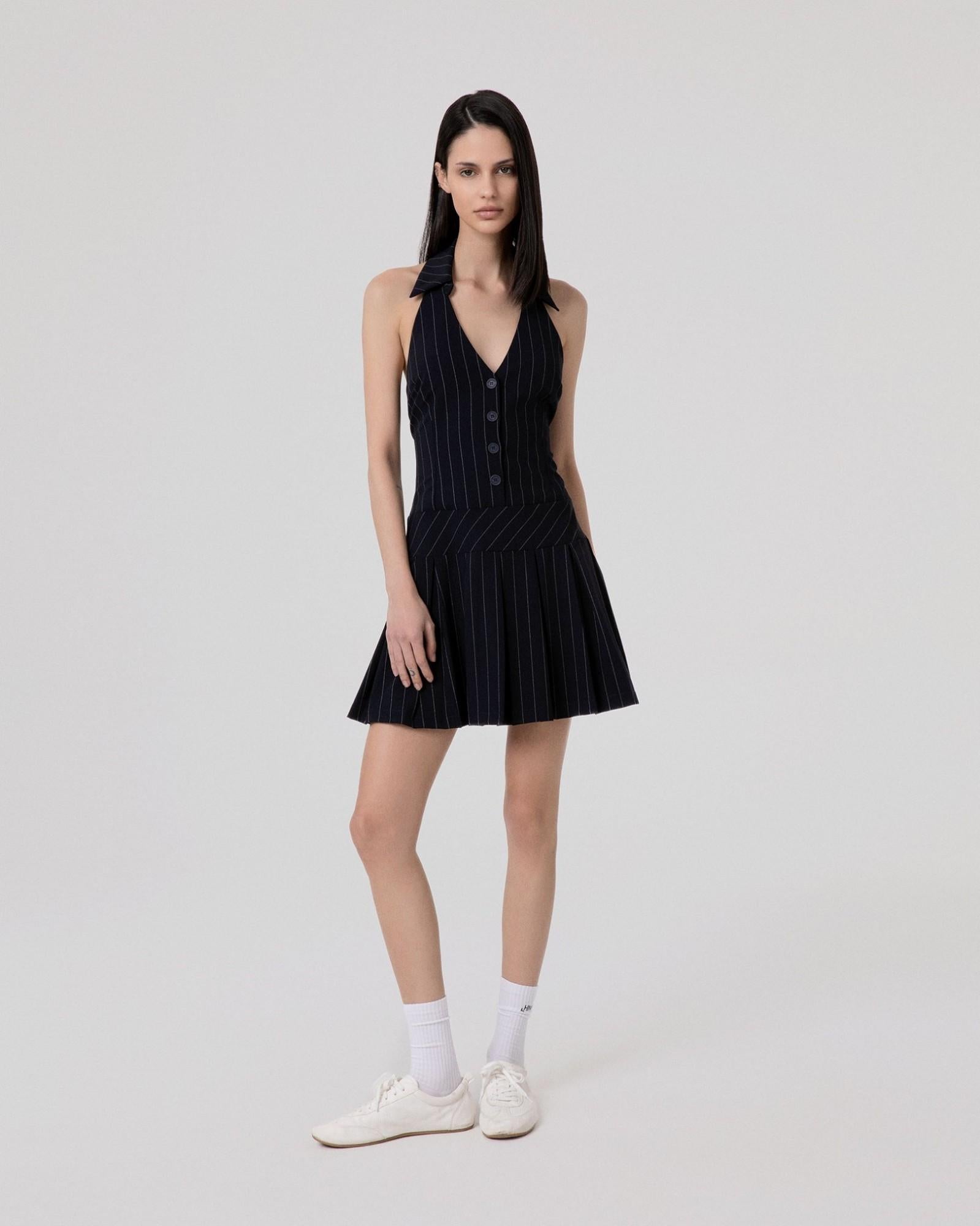 ABITO DONNA CORTO GESSATO CON COLLETTO A POLO BLU HINNOMINATE HMABW02575 BLU HINNOMINATE