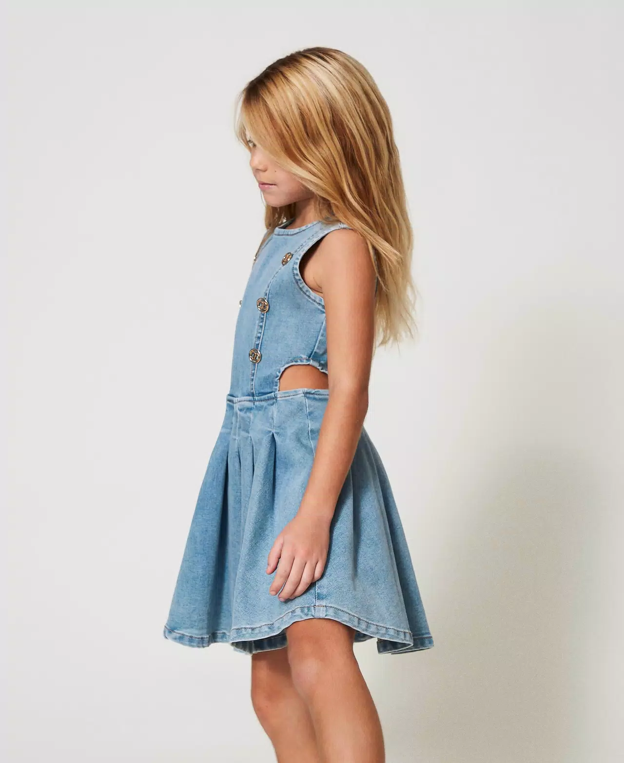 Abito corto in jeans con bottoni logati 251GJ2542 DENIM TWINSET KIDS