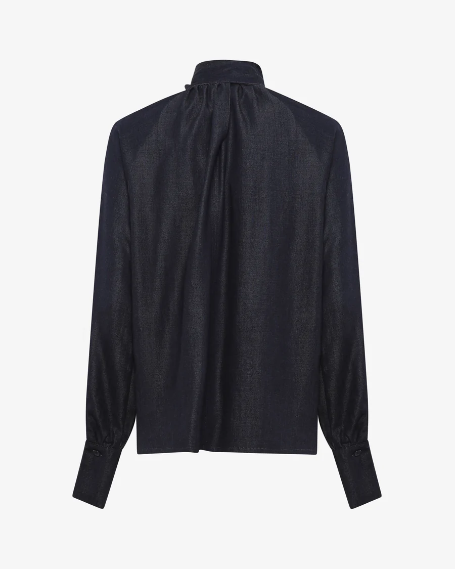 CAMICIA DONNA IN DENIM CON FIOCCO E MANICHE A SBUFFO SHIKI SK2526022-DM DENIM SHIKI