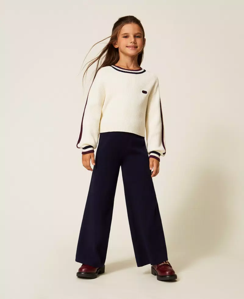 MAGLIA BAMBINA A COSTIE CON BANDE BICOLORE PAPIRO TWINSET 252GJ3030 PAPIRO TWINSET KIDS