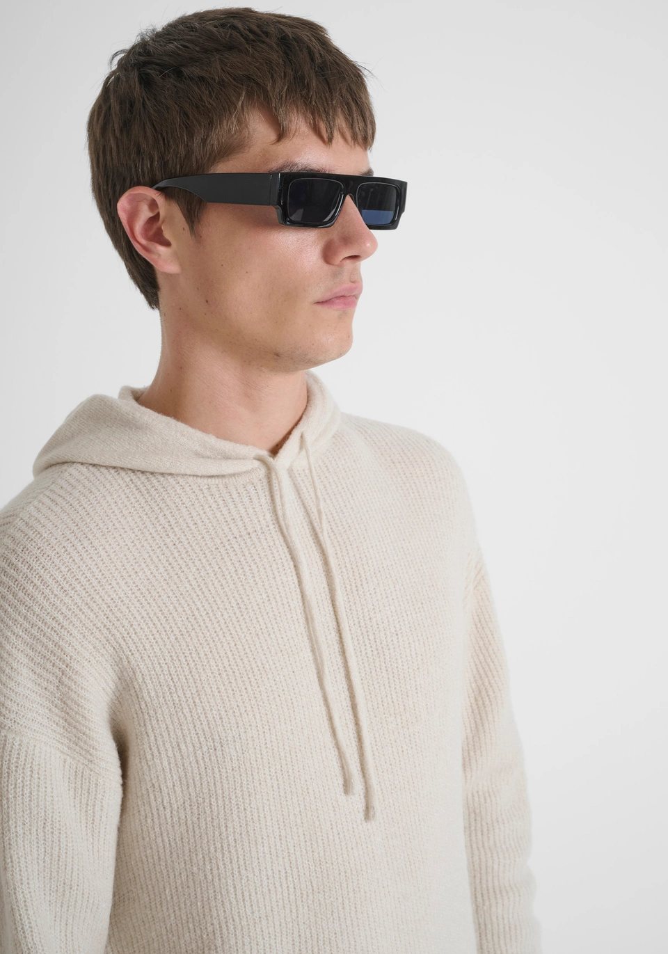 MAGLIONE CON CAPPUCCIO UOMO REGULAR FIT IN LANA MOHAIR GESSO ANTONY MORATO MMSW01554-YA50071 GESSO ANTONY MORATO