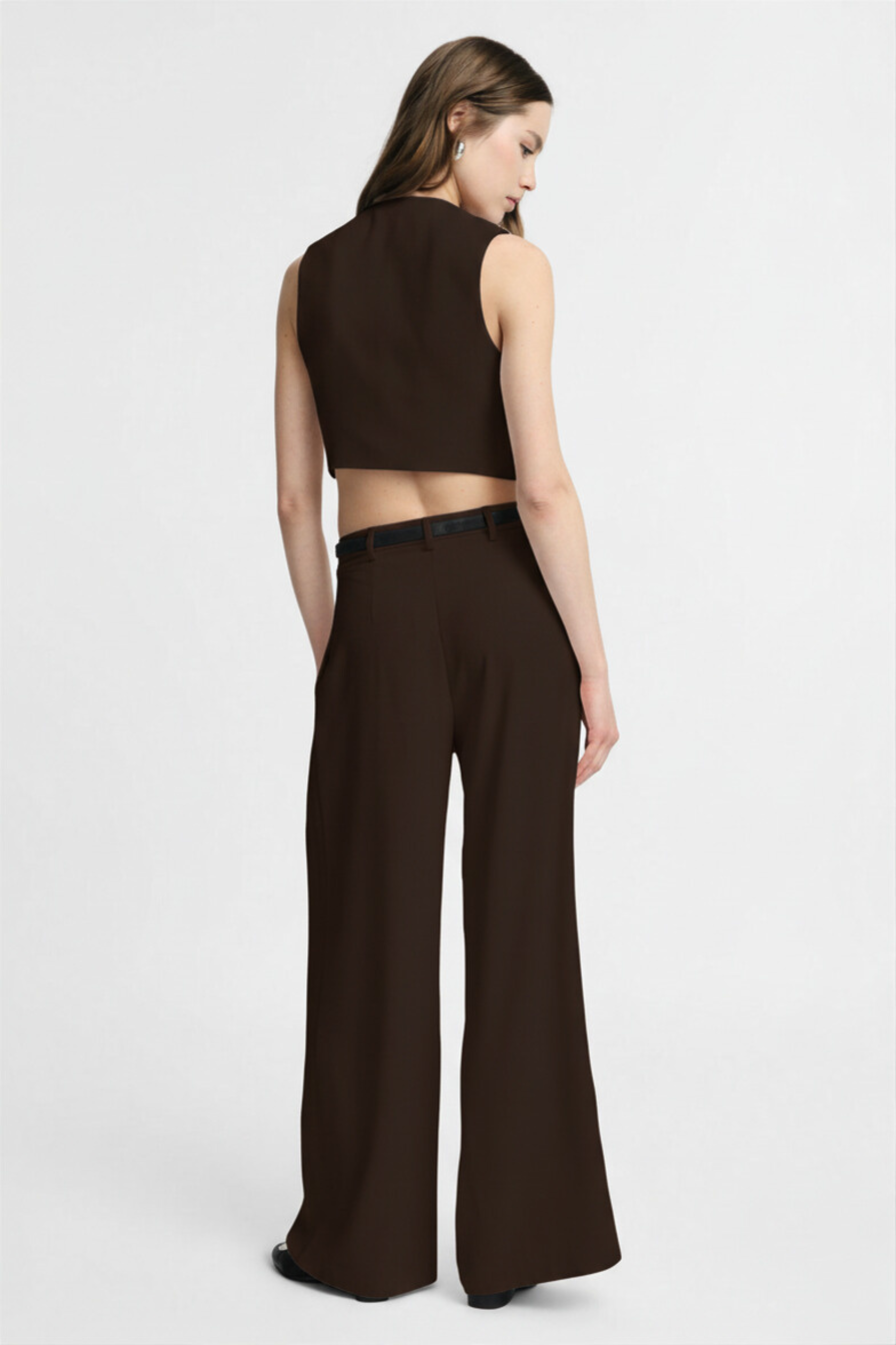 pantalone donna a vita alta con pince moro please P975FF93P MORO PLEASE