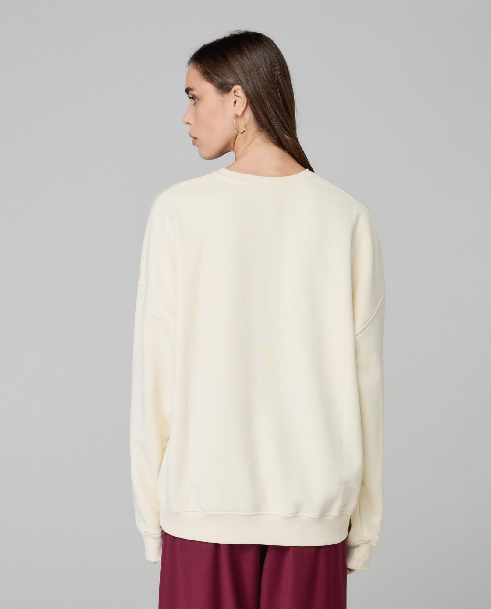FELPA DONNA OVERSIZE CON LOGO PANNA HINNOMINATE HMABW02070 BIANCO BURRO HINNOMINATE