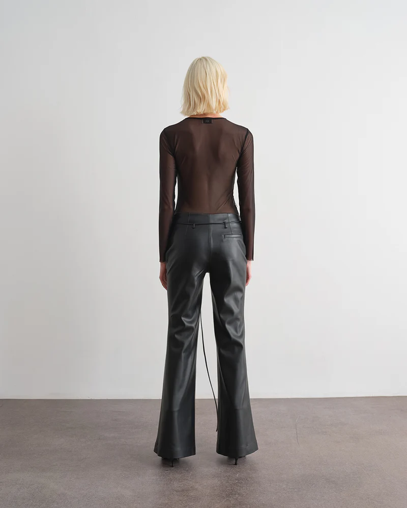 PANTALONE DONNA ECOPELLE A ZAMPA NERO JIJIL PA127 NERO JIJIL