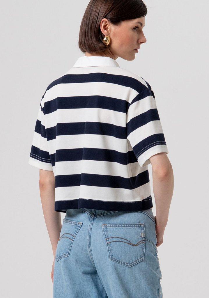 POLO DONNA OVER A RIGHE DARK BLU FRACOMINA FR26ST3044J491V9 DARK BLU FRACOMINA