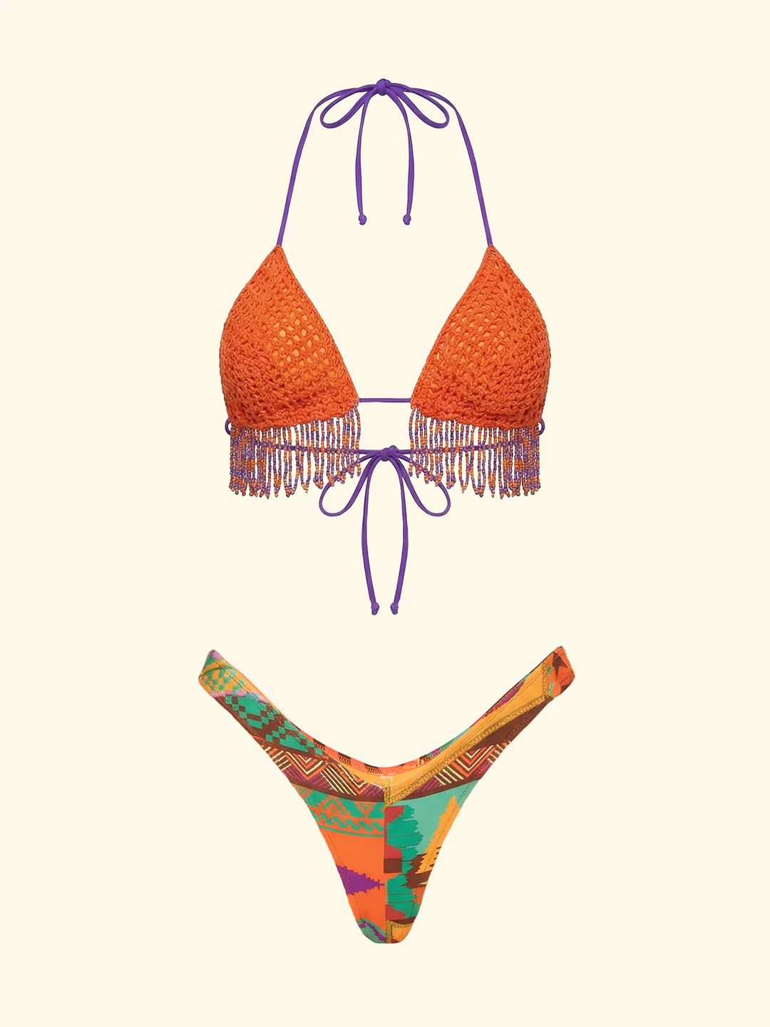 bikini donna triangolo con slip americano fisso fantasia F**k <BR/> FK26-SW0210X11 UNICO F**K