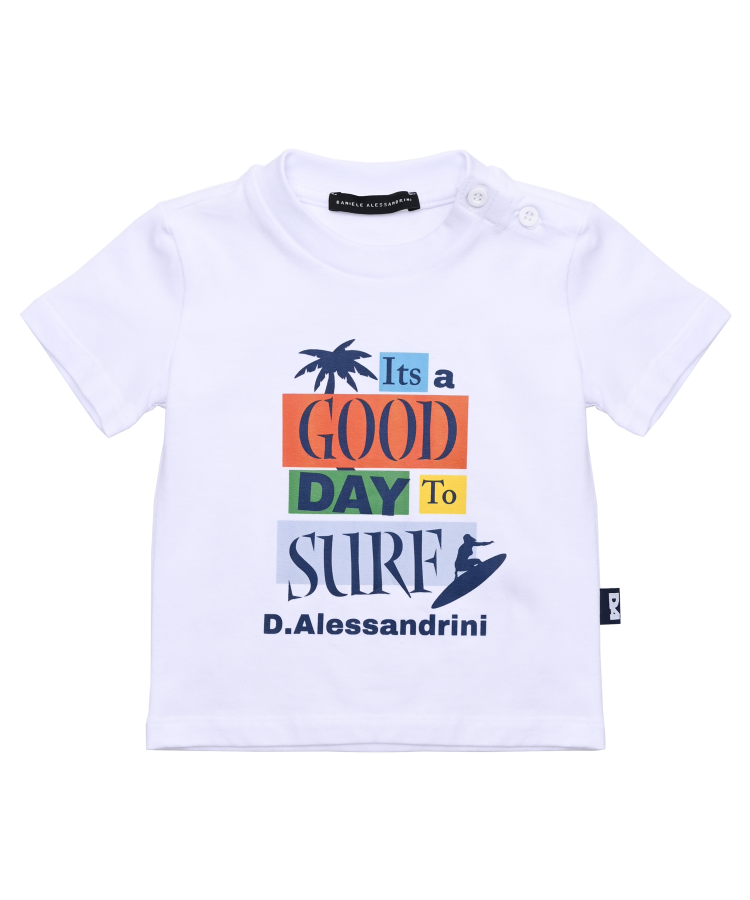 t-shirt NEONATO STAMPATA BIANCO DANIELE ALESSANDRINI M00387 BIANCO DANIELE ALESSANDRINI