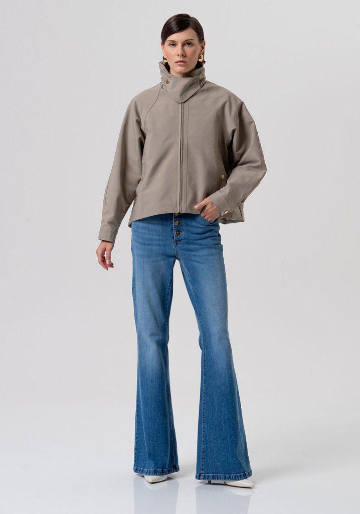 bomber donna corto in nylon con cappuccio mud fracomina FR26SC1007W68101 MUD FRACOMINA