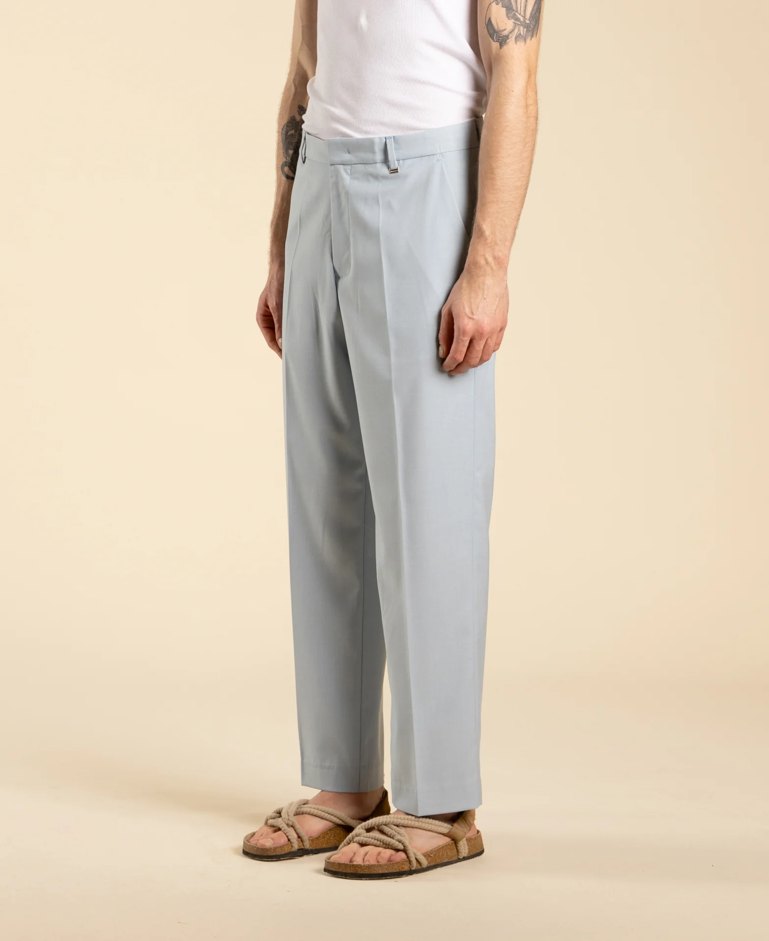 Pantalone cropped gamba dritta in poliviscosa PA3263 POLVERE I'M BRIAN