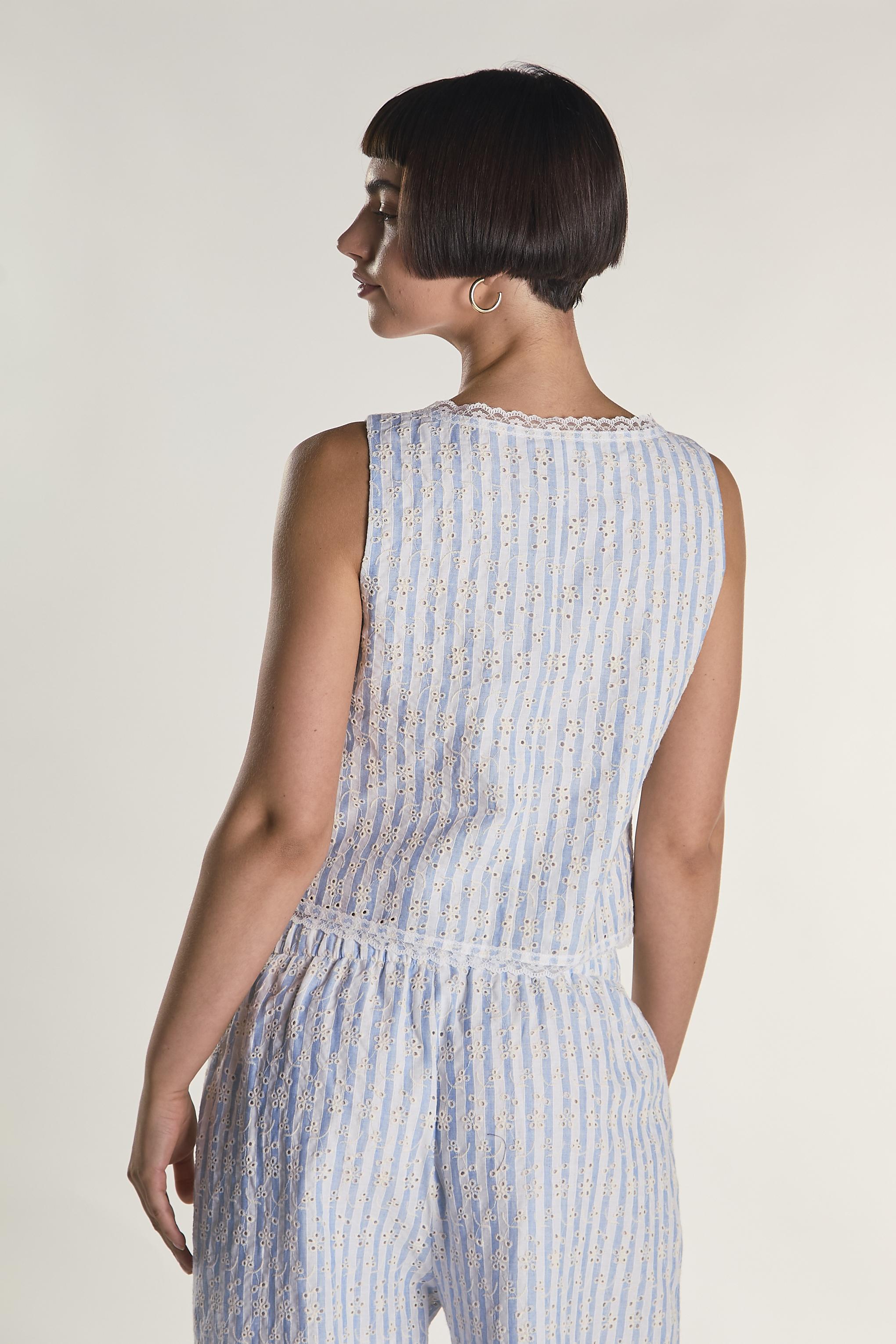 TOP CON LACCETTI AN4772 BIANCO GLAMOROUS