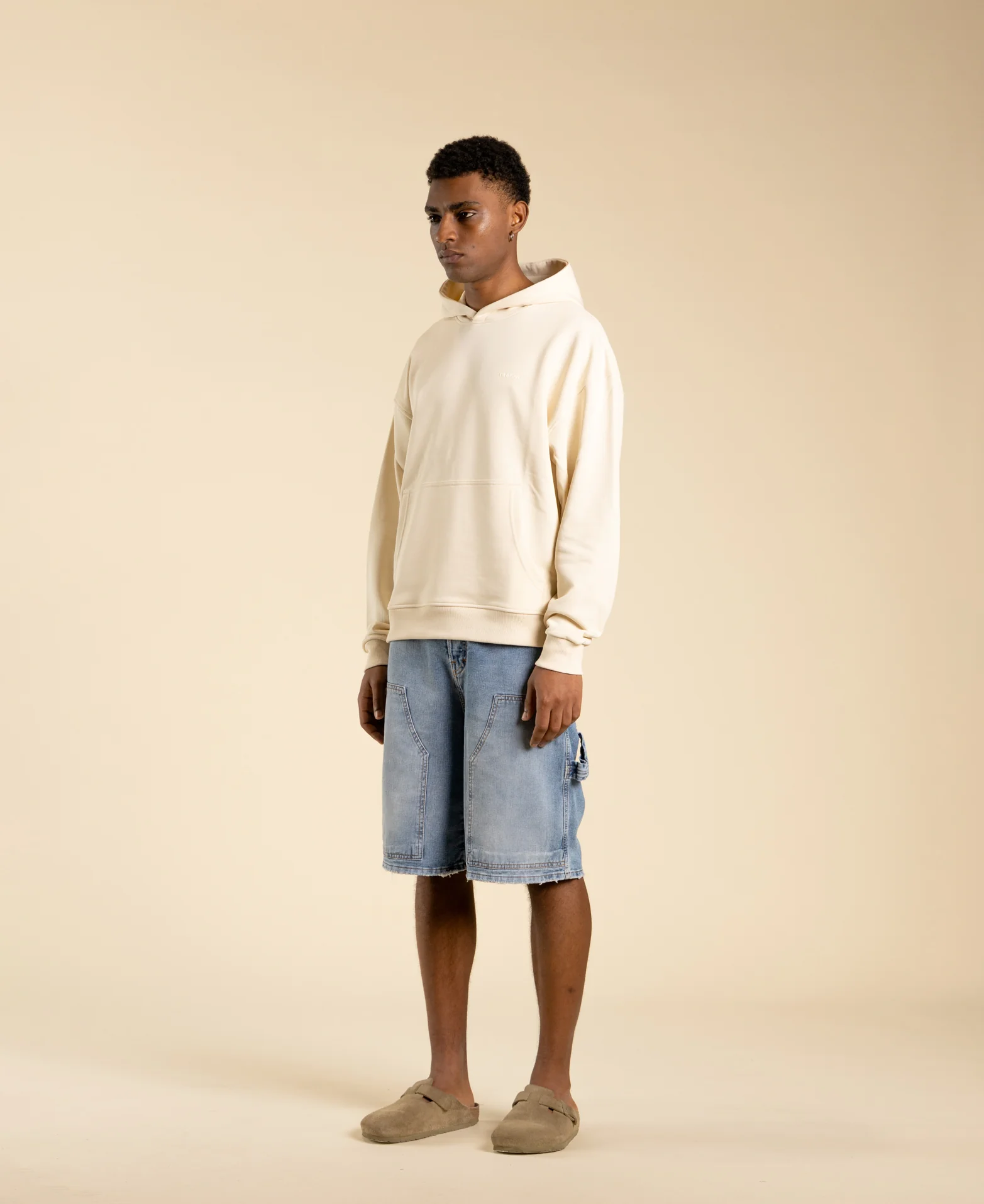felpa oversize con cappuccio F3333 PANNA I'M BRIAN