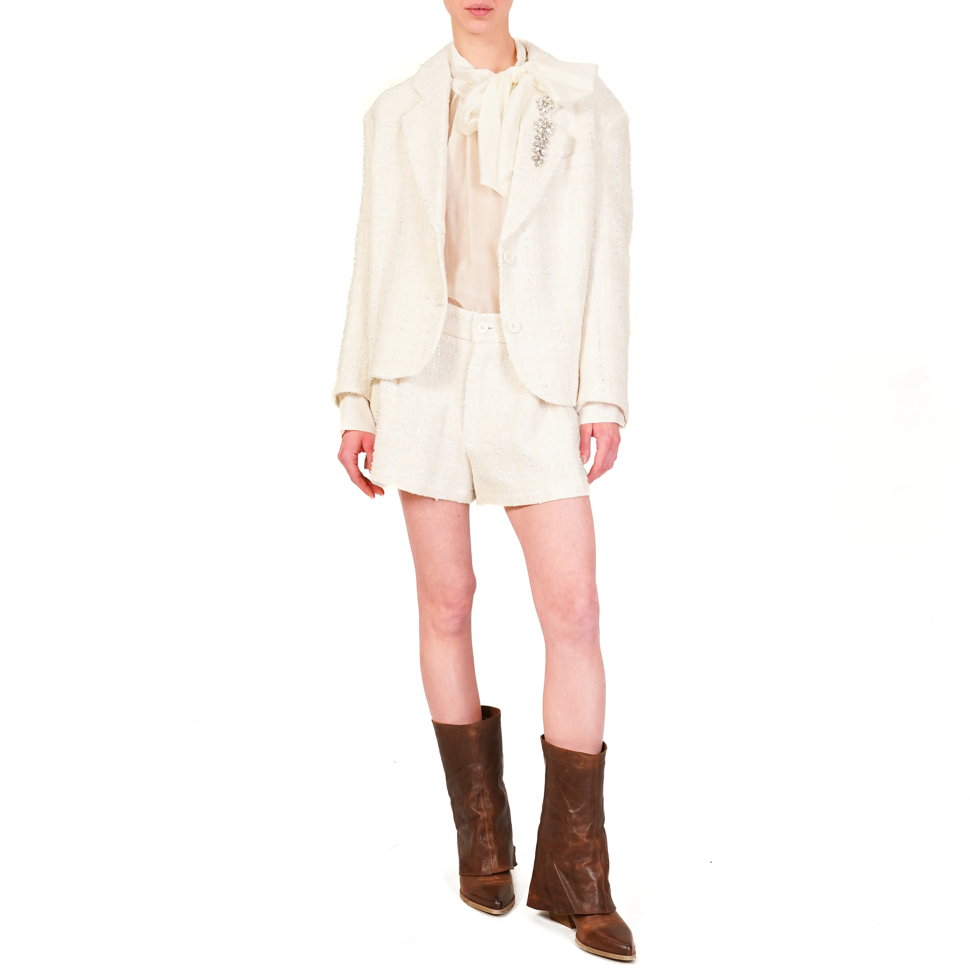 Vicolo Giacca bouclé con spilla TD0136 NATURALE VICOLO